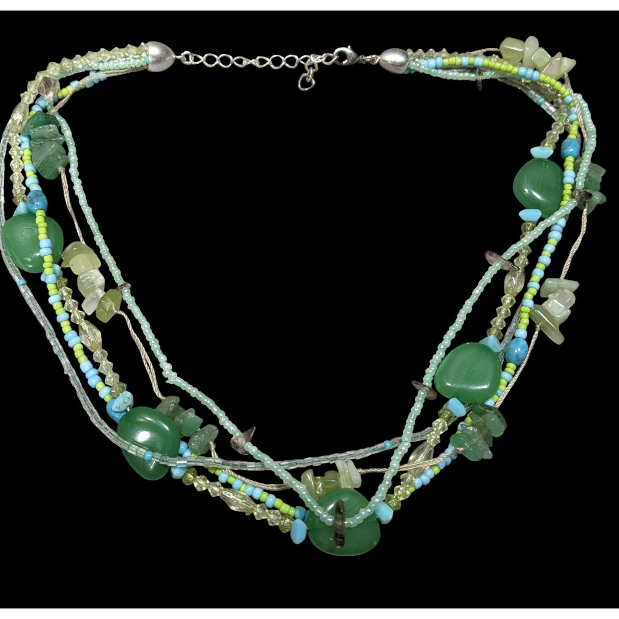 Other Mermaidcore Multi-Strand Green Beaded Necklace With Gemstone Size ONE SIZE - 1 Thumbnail