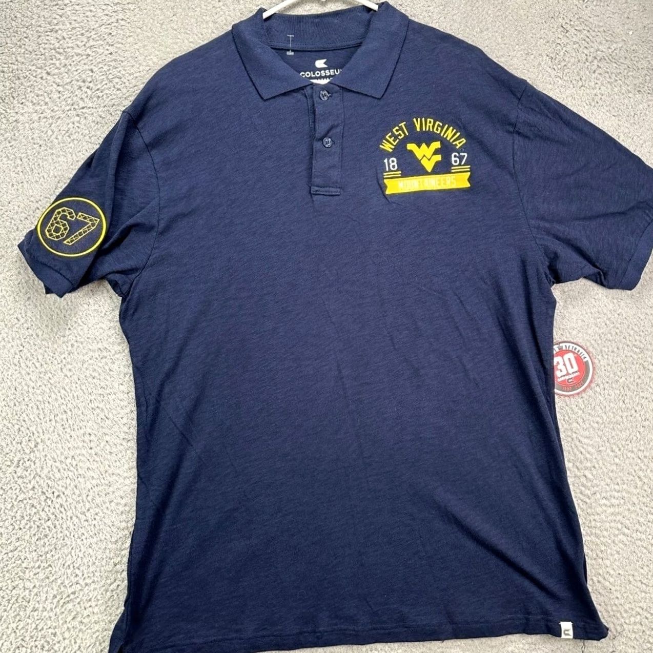 Vintage VINTAGE West Virginia Mountaineers Polo Shirt Mens L Navy Blue Colosseum Polo Shirt Size US L / EU 52-54 / 3 - 3 Thumbnail