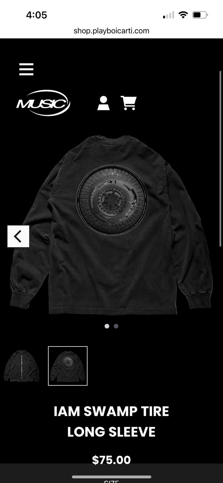 Playboi Carti iAM SWAMP TiRE L/S TEE OPiUM i AM MUSiC GOTH CRUST PUNK Size US L / EU 52-54 / 3 - 6 Thumbnail