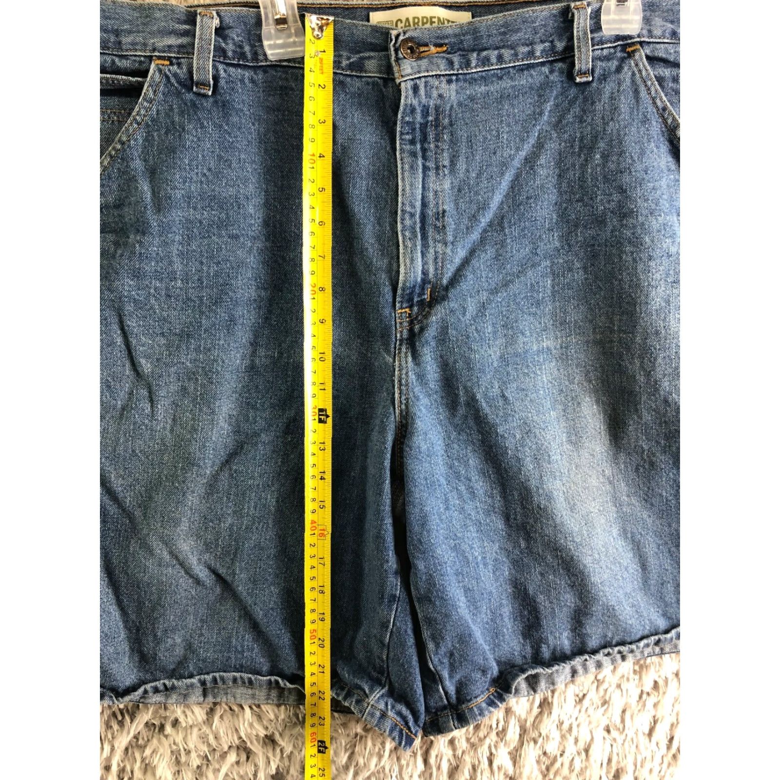 Faded Glory Faded Glory Mens Size 46 Blue Jean Carpenter Shorts Mid Rise Medium Wash Bermuda Shorts Casual Denim Cotton Beach Outdoor Pockets Regular Size US 30 / EU 46 - 3 Thumbnail