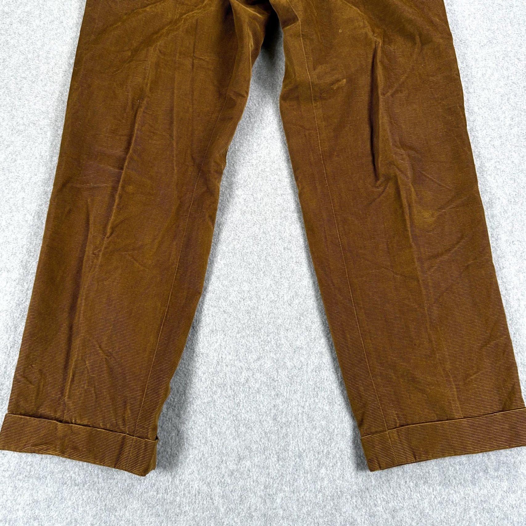 Vintage Peter Elliot Dress Pants Mens 38x29 Corduroy Pleated Cuffed Brown Pockets USA Made Size US 38 / EU 54 - 5 Thumbnail