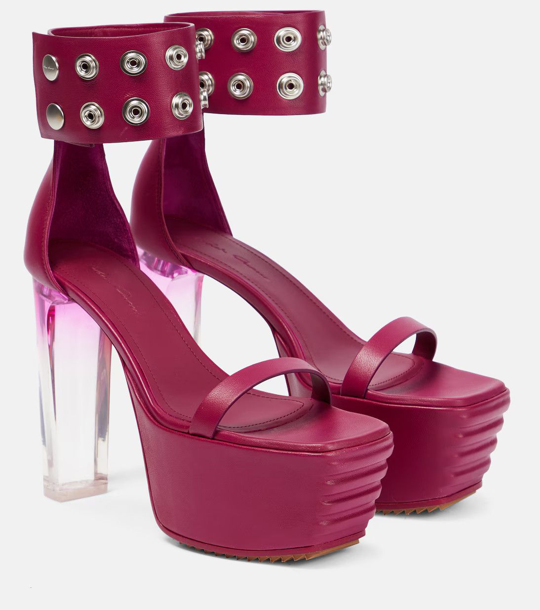 Rick Owens o1mle0426 Grill Snaptrap Leather Platforms Sandals in Pink Size US 7 / IT 37 - 1 Thumbnail