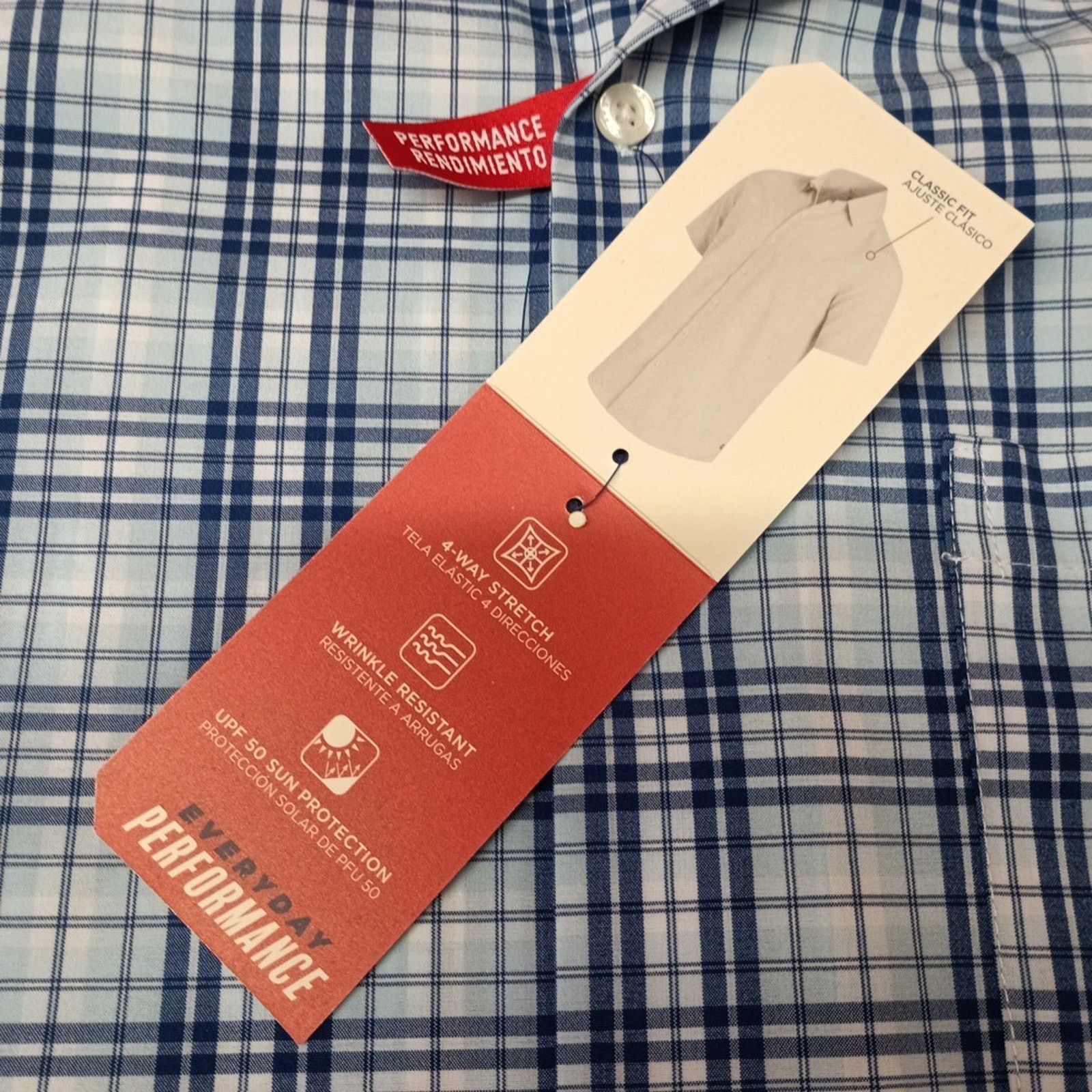 Chaps Chaps Woven Shirt Men's Size M Sky Blue Stretch UPF 50 Size US M / EU 48-50 / 2 - 3 Thumbnail