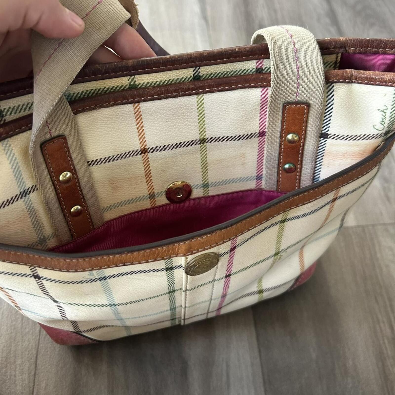 Coach Vintage Coach multicoloured plaid tote bag purse Size ONE SIZE - 7 Thumbnail