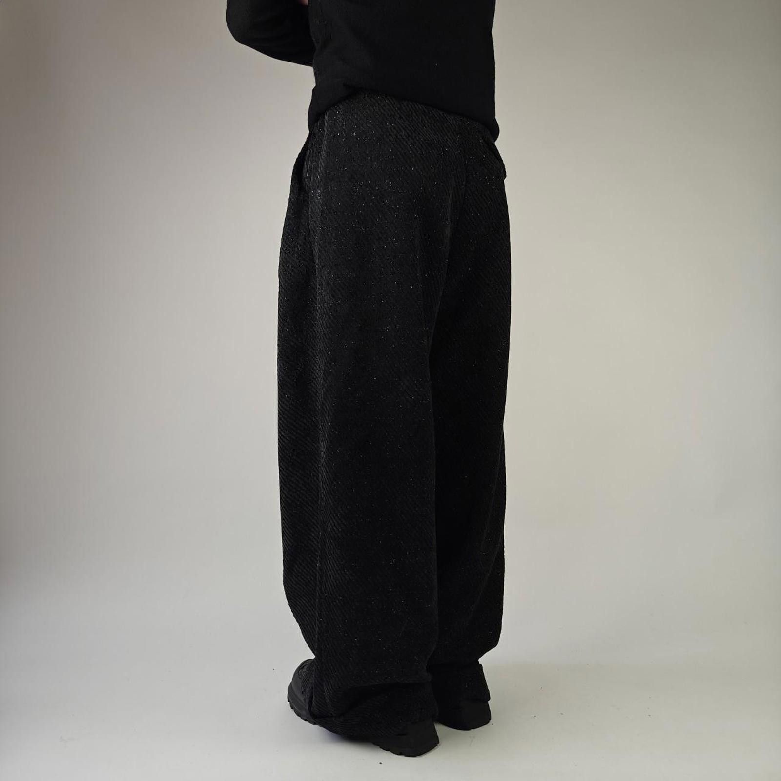 Other Black Twill Wide Leg Pleated Trousers Size US 32 / EU 48 - 3 Thumbnail
