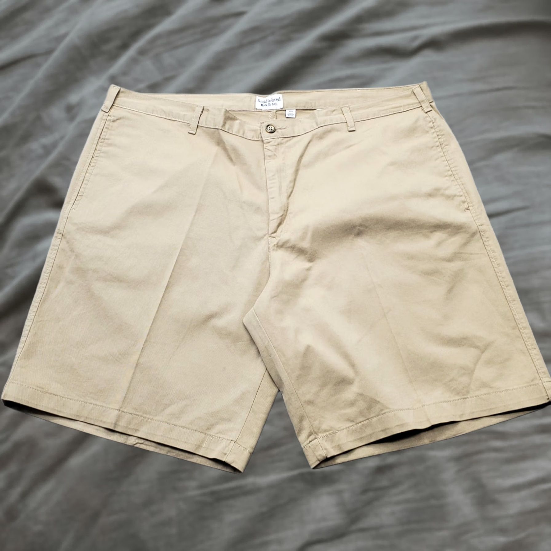 Vintage Saddlebred Mens Chino Shorts 44W Tan Flat Front Stretch 09012 Casual Summer Nicaraguan? Size US 44 / EU 60 - 1 Thumbnail