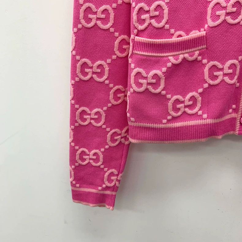 Other Gucci Pink logo jacquad cotton round-neck single-breasted Size M / US 6-8 / IT 42-44 - 4 Thumbnail