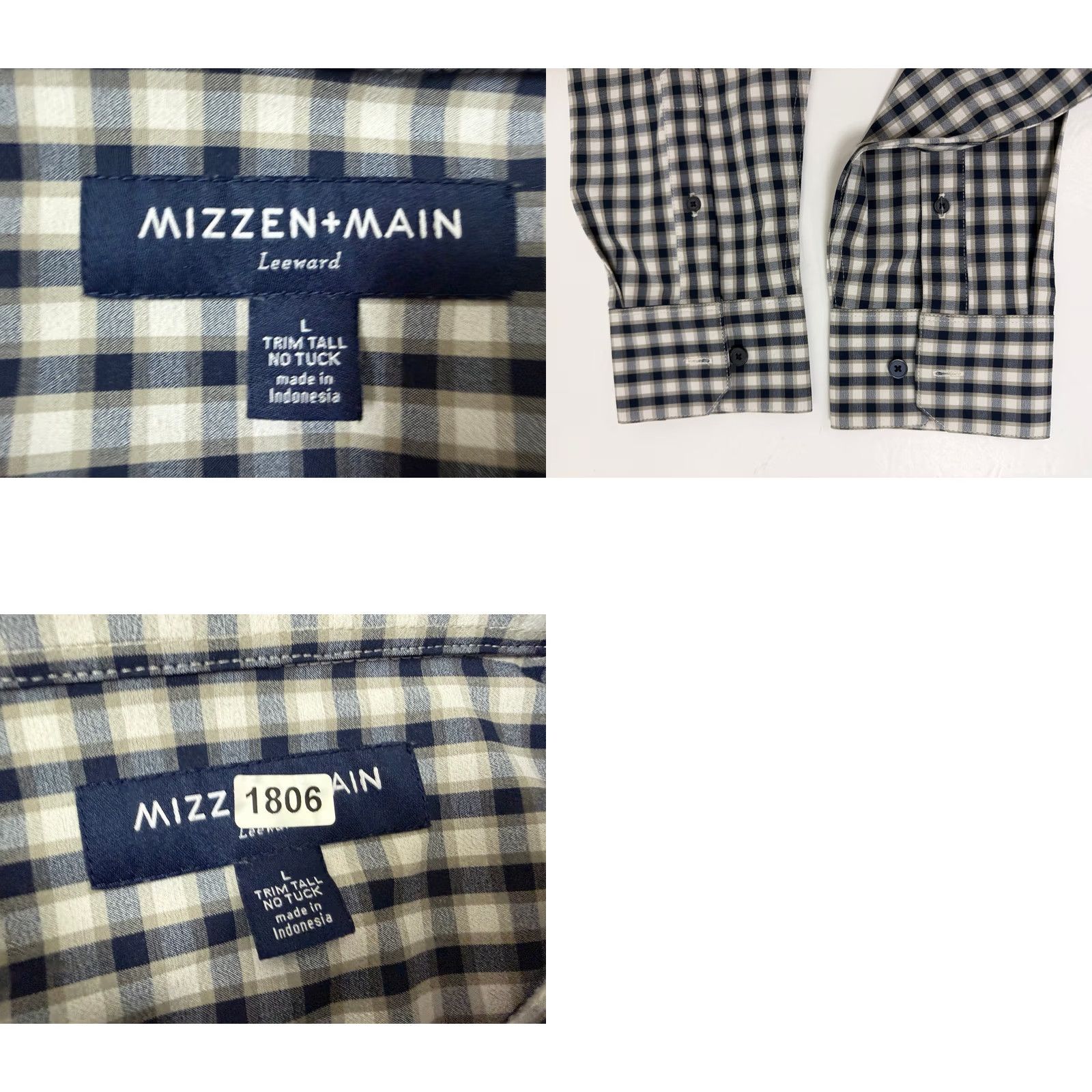 Mizzen+Main Mizzen Main Shirt Men LT Trim Tall No Tuck Casual Performance Button Up Multicolor Check Stretch Lightweight Size US L / EU 52-54 / 3 - 10 Thumbnail
