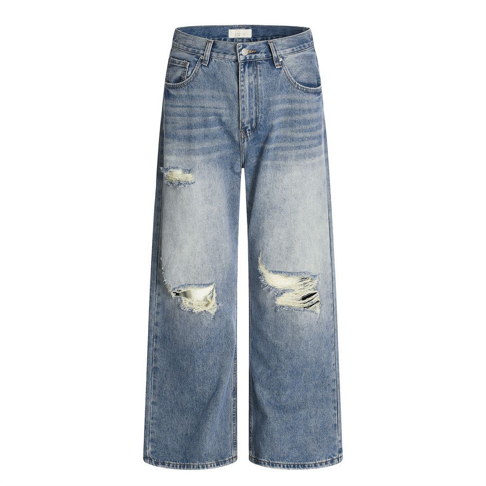 Japanese Brand × Jean Street men's retro washed gradient ripped distressed jeans Size US 32 / EU 48 - 1 Thumbnail