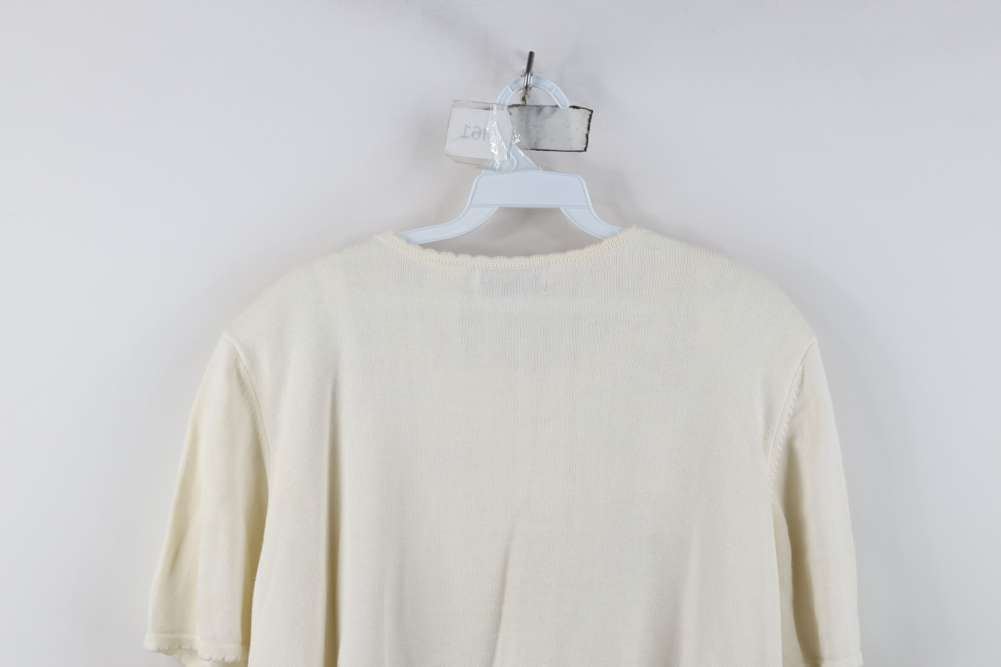 Vintage Vintage 90s Streetwear Flower Bowtie Knit Sweater White Size XL / US 12-14 / IT 48-50 - 12 Thumbnail