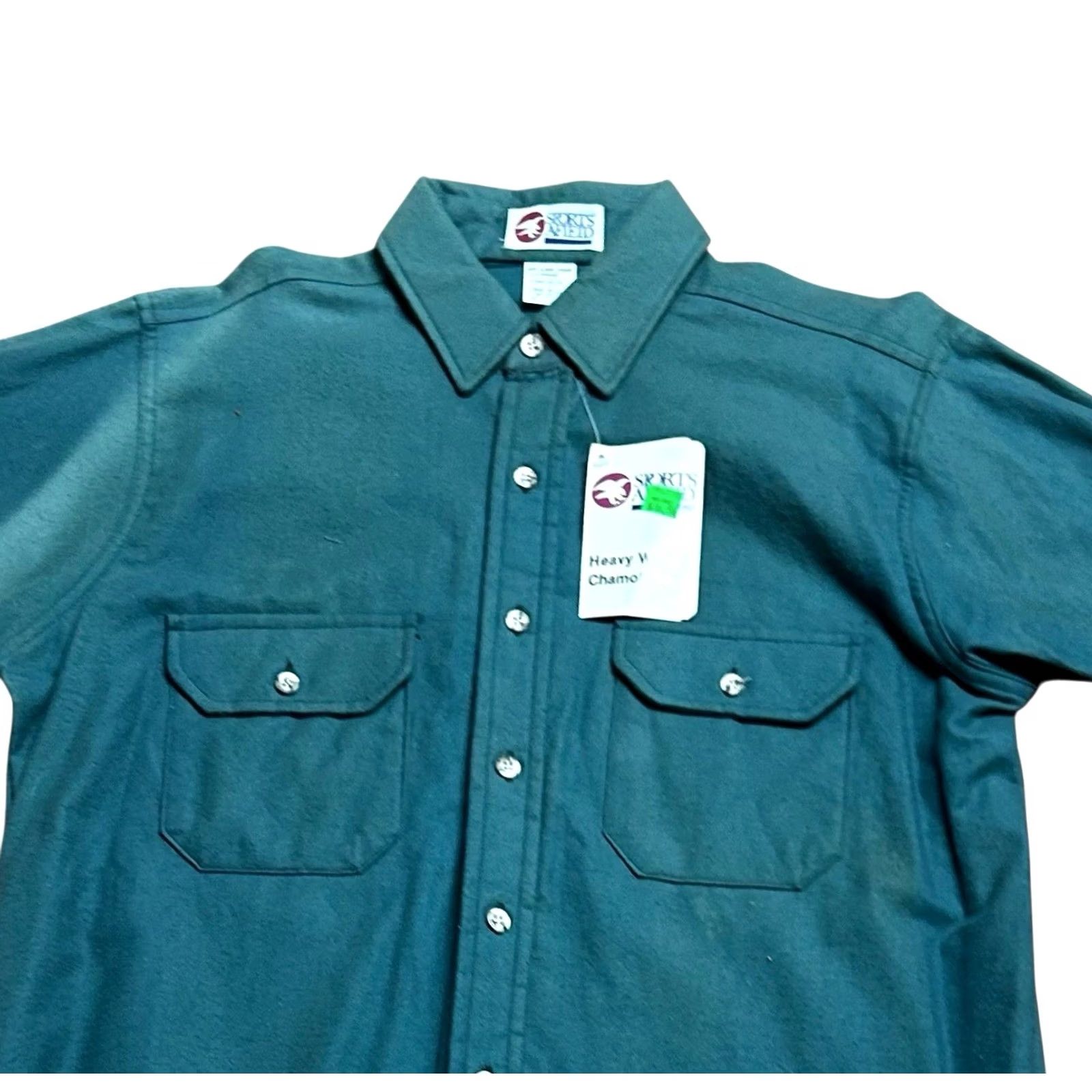 Vintage VINTAGE Sports Afield Green Heavy Weight Chamois Shirt Button-Down Men Large New Size US L / EU 52-54 / 3 - 5 Thumbnail