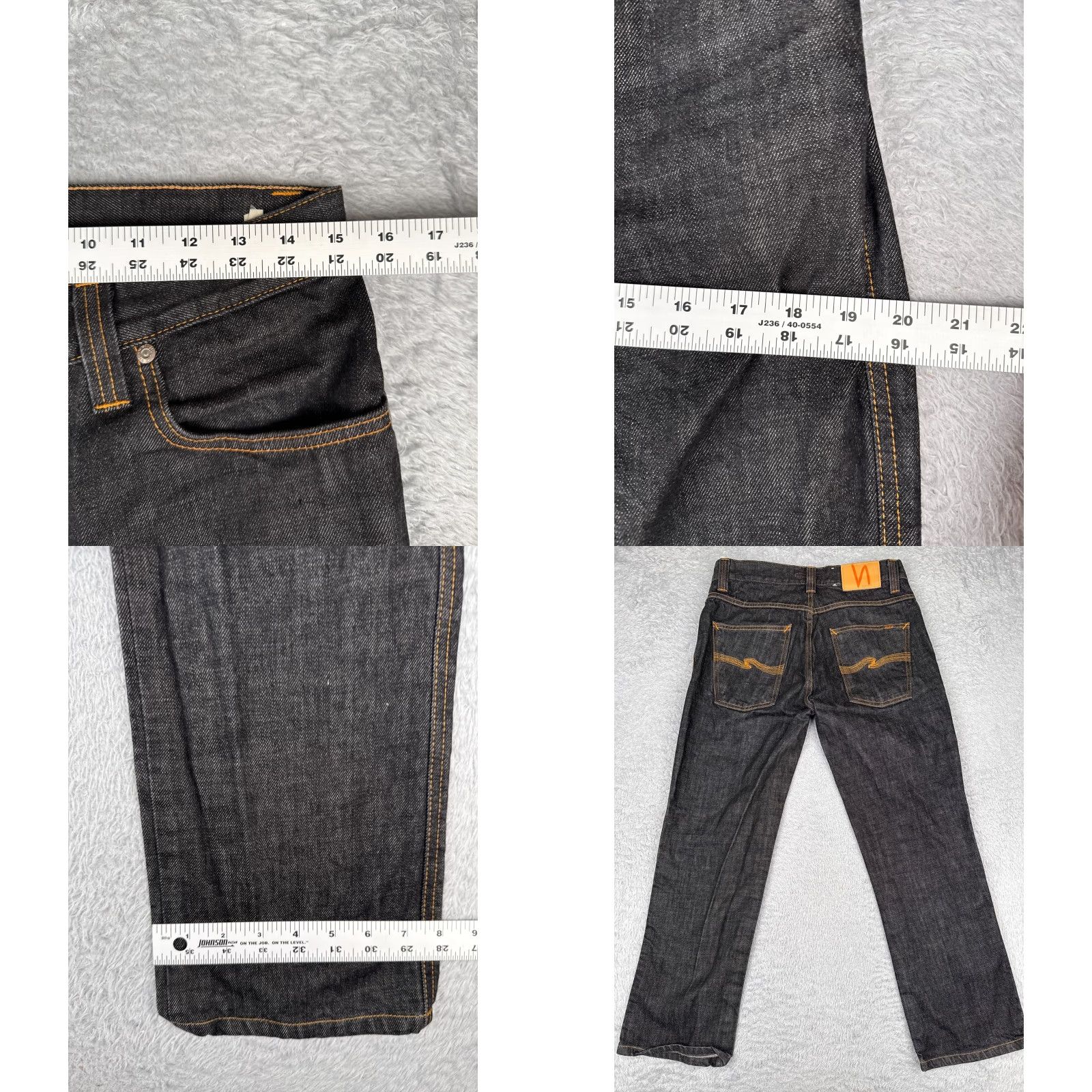 Nudie Jeans Nudie Jeans Co Jeans 32 Black Denim Straight Zip Fly 5-Pocket Slim Cotton Blend Denim Size US 32 / EU 48 - 9 Thumbnail