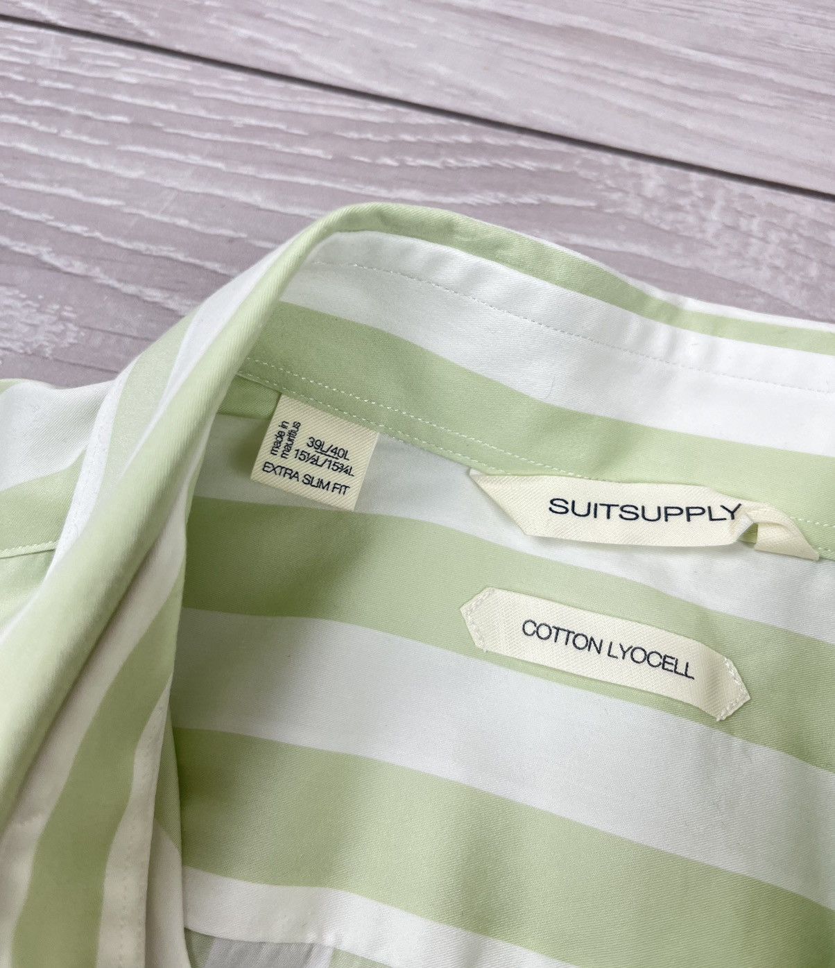 Suitsupply Suitsupply Cotton Lyocell Slim Striped Button Shirt Size US M / EU 48-50 / 2 - 7 Thumbnail