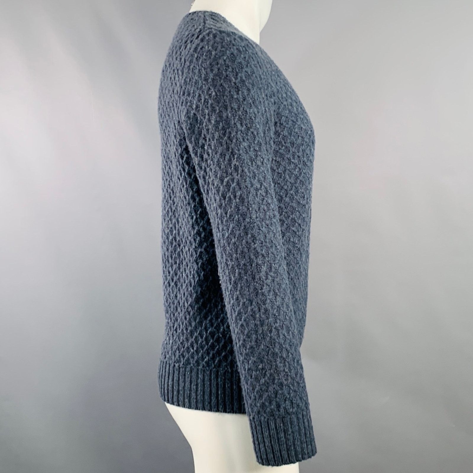 Other Size M Blue Grey Diamond Cable Knit Wool Crew Neck Sweater Size US M / EU 48-50 / 2 - 3 Thumbnail