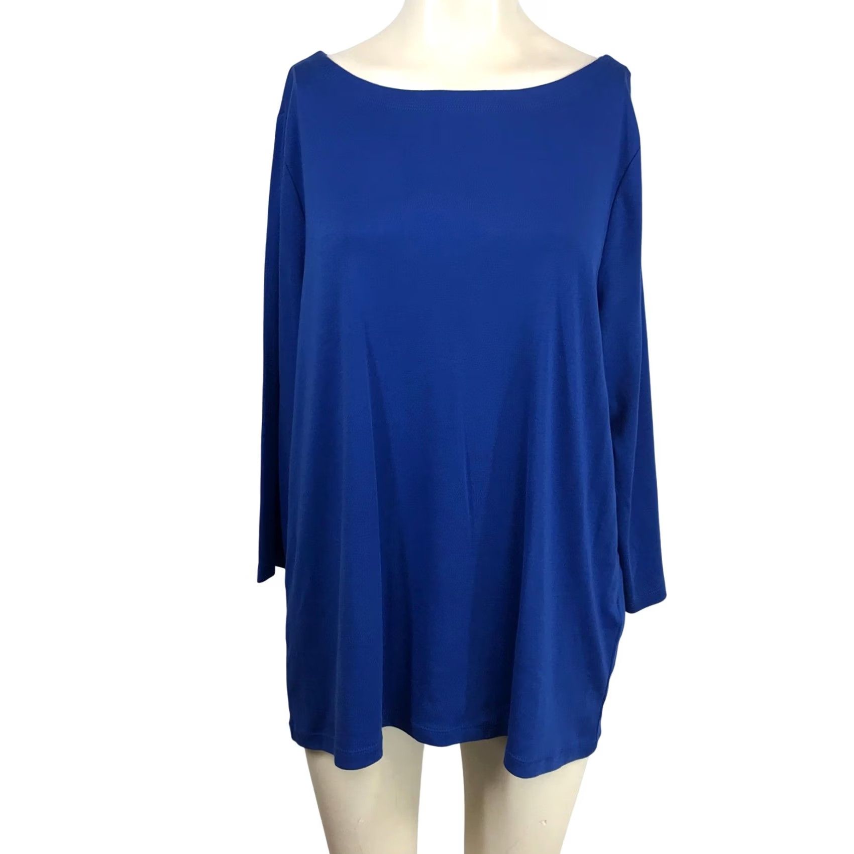 Vintage Chico's Piper Boat Neck Top Blue Jay 3/4 Sleeve Cotton Knit Size XL New Womens Shirt Casual Workwear Travel Lightsweight Breathable Solid Size XL / US 12-14 / IT 48-50 - 2 Thumbnail