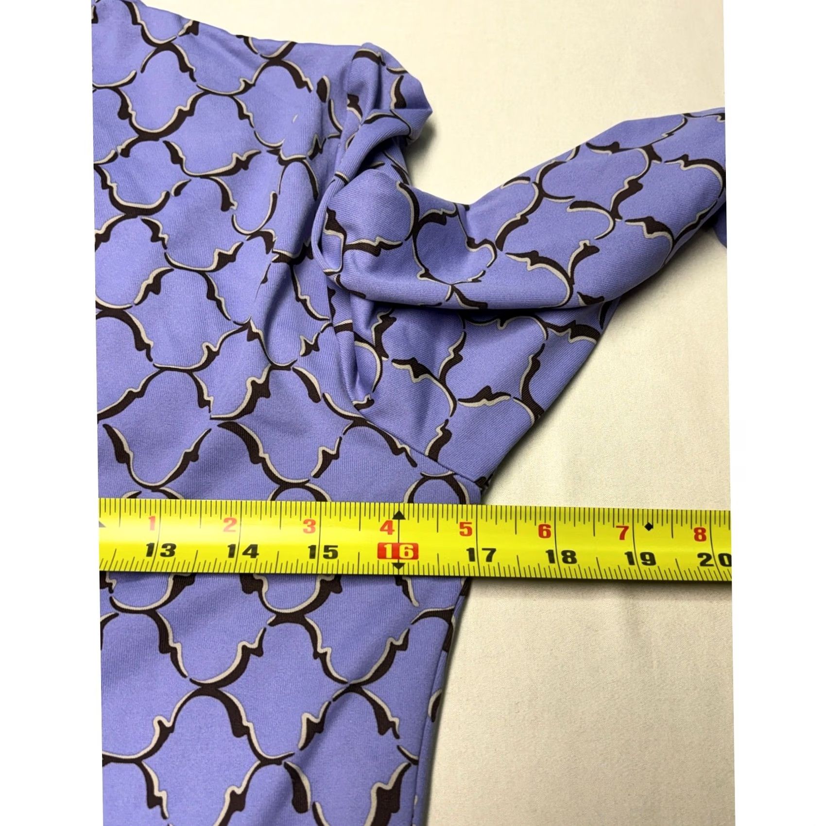J.McLaughlin J.McLaughlin Womens Mock Neck Top Blue Geometric Trellis Print Long Sleeve M Size M / US 6-8 / IT 42-44 - 6 Thumbnail
