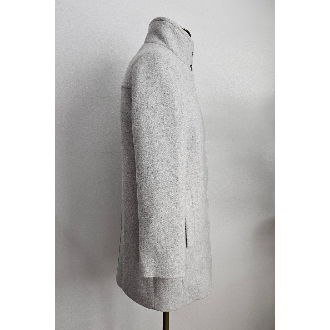 J.Crew NWT J.CREW Gray Wool Blend Button Neck Winter City Coat 00P Size XXS / US 00 / IT 34 - 6 Thumbnail