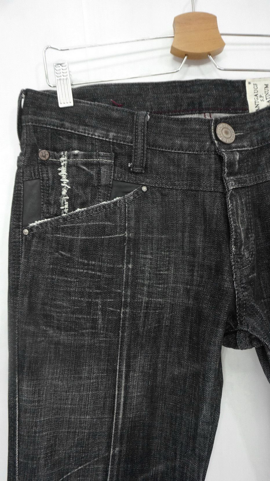 Japanese Brand ANTGAUGE Patchwork Sashiko Lowrise Black Jeans Size US 33 - 3 Thumbnail