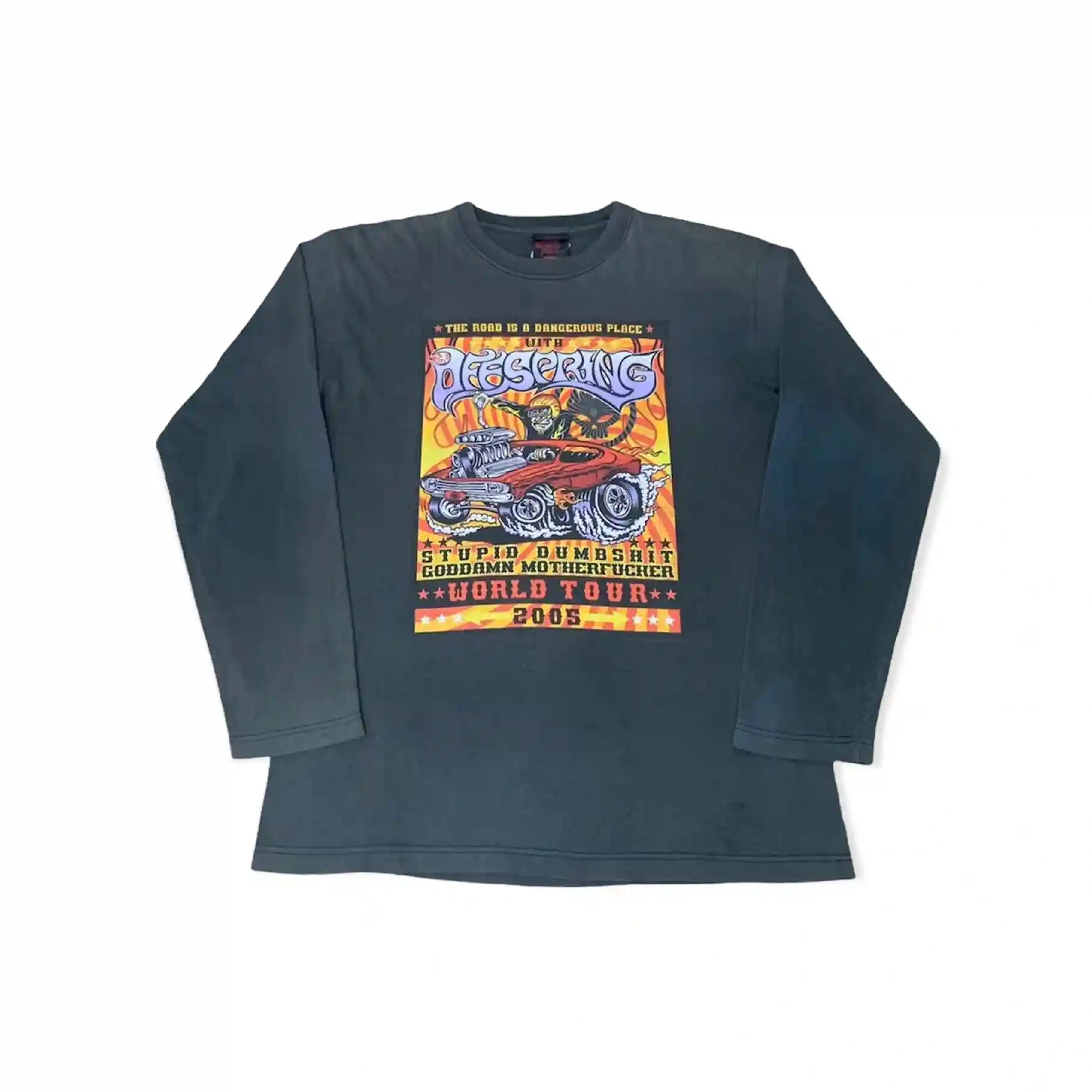 image of Band Tees x Rock Band Vintage The Offspring World Tour 2005 Longsleeve Tshirt in Faded Black (Size 