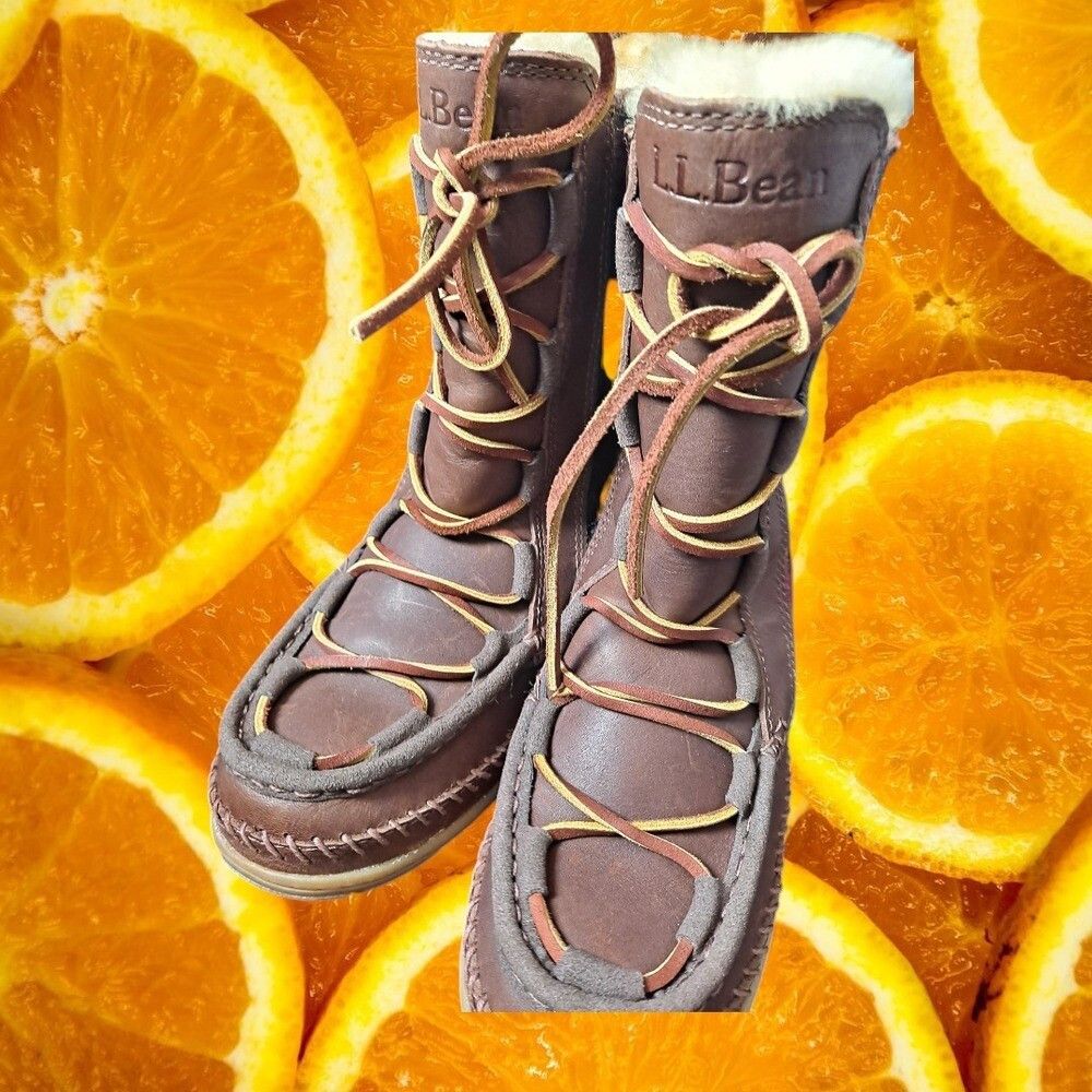 Other L.L.Bean Shearling Lined Moc Toe Plaid Wool Boots Lace Up Wo Size US 7 / IT 37 - 5 Thumbnail