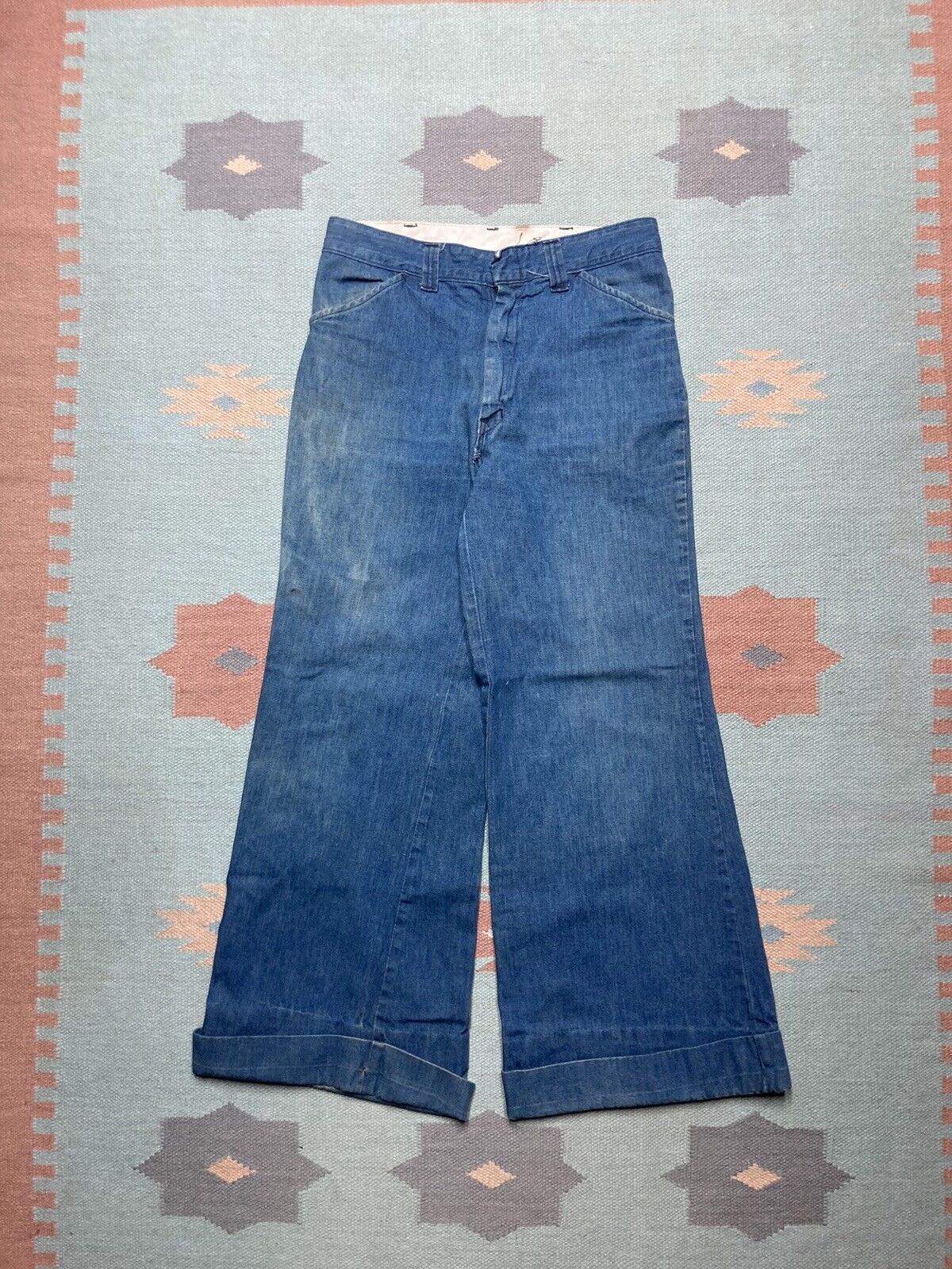 Vintage 70s wrangler bell bottom jeans elephant flare hippie 30x28 Size 30" / US 8 / IT 44 - 6 Thumbnail