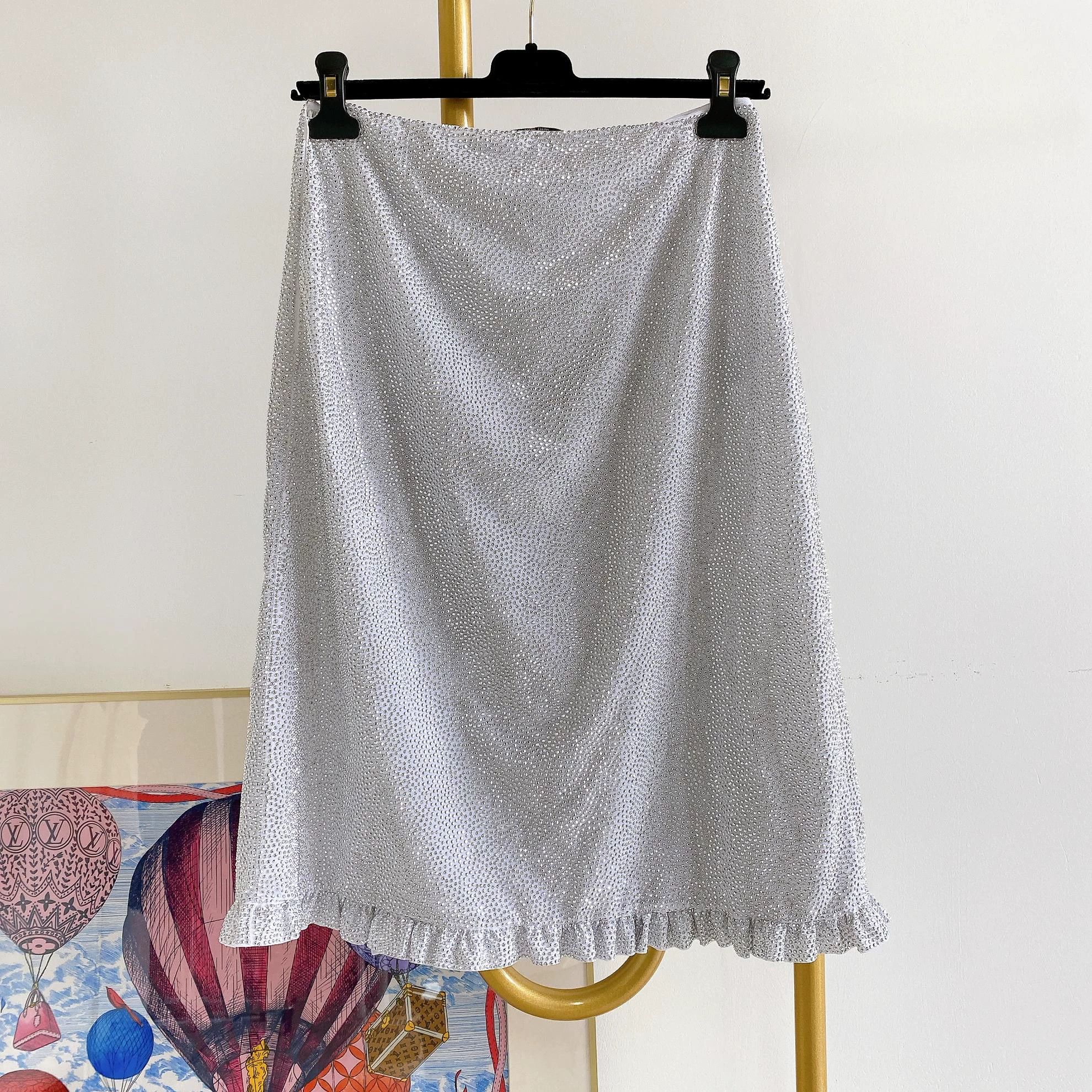 Miu Miu MIU MIU White Paved Crystal Skirt 4466 Size 27" / US 4 / IT 40 - 2 Thumbnail