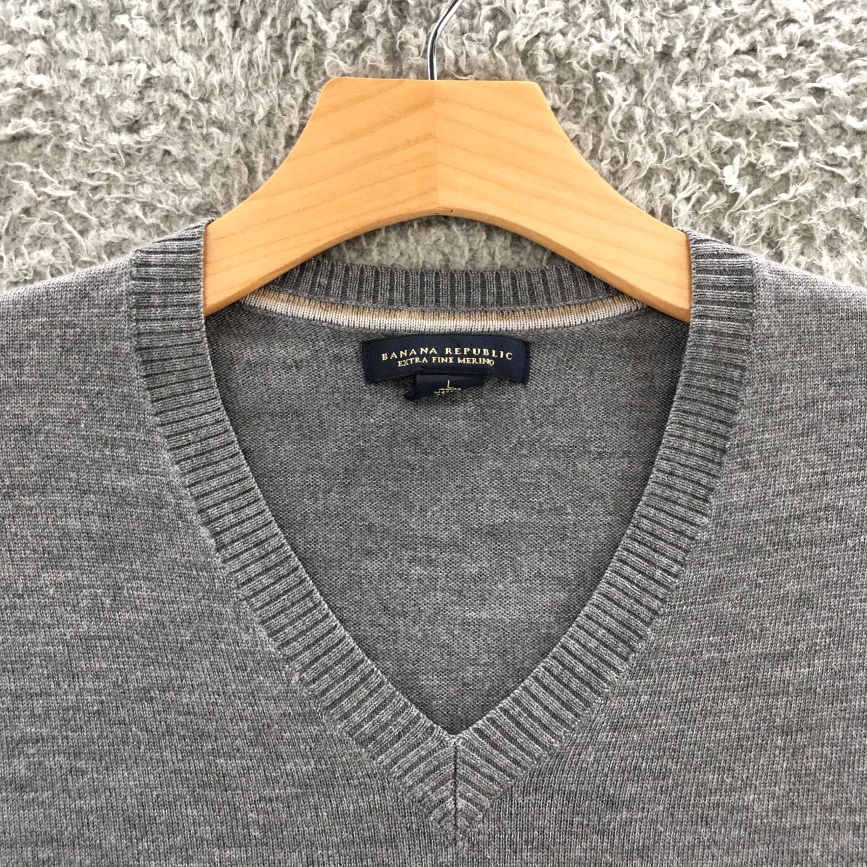 Banana Republic Banana Republic Sweater Mens L Gray Merino Extra Fine Wool Knitted Long Sleeve Size US L / EU 52-54 / 3 - 4 Thumbnail