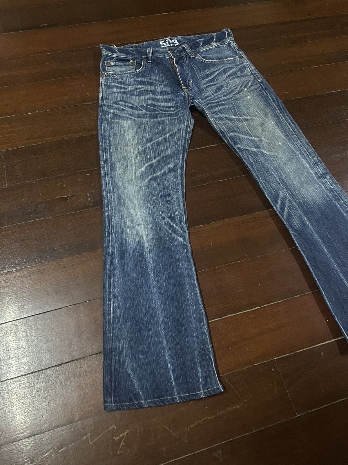 Edwin × Jean FIRE 🔥 Edwin 503 FLARE JEANS THUNDER BOOT CUT WIDE LEG Size US 36 / EU 52 - 3 Thumbnail