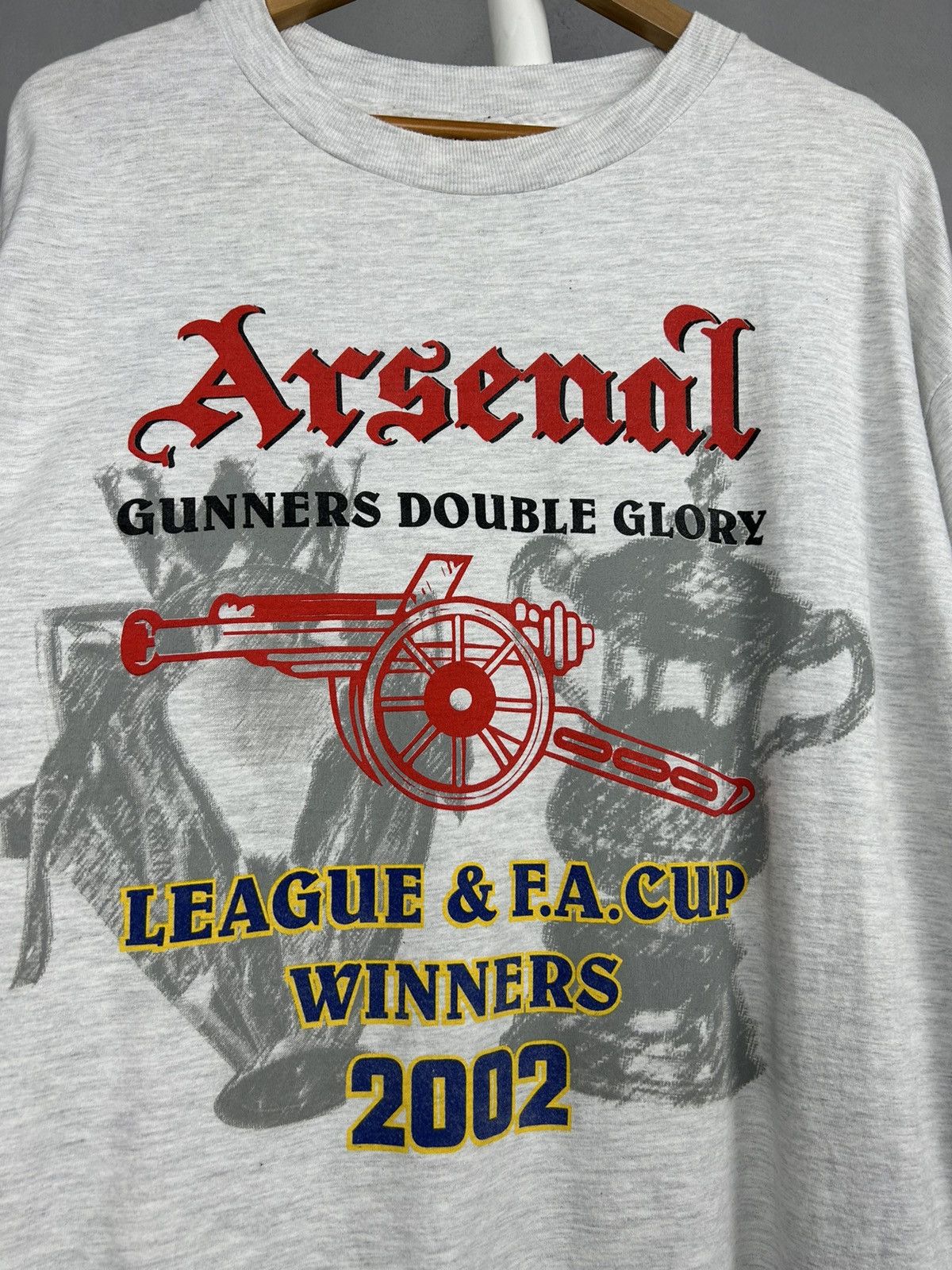 Vintage Arsenal 2002 Double Winners T-Shirt XL Hanes League FA Cup Size US XL / EU 56 / 4 - 4 Thumbnail
