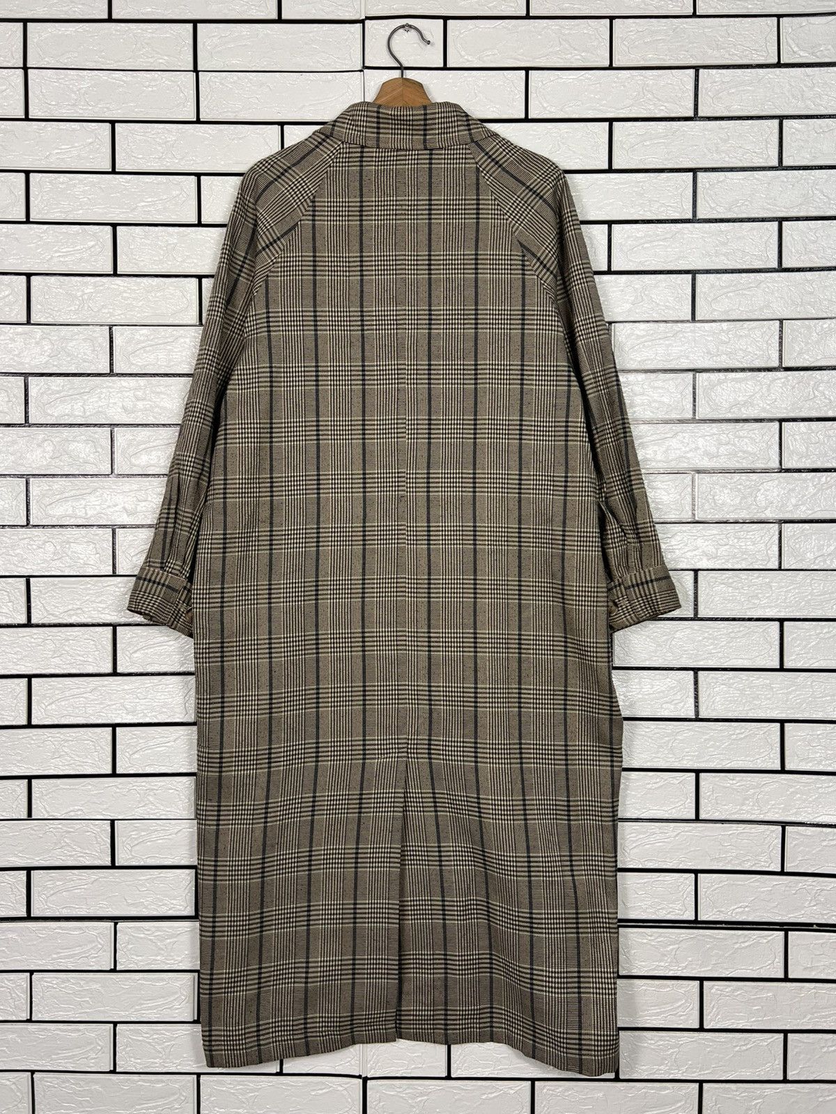 Japanese Brand MERLOT IKYU Checked Plaid Double Breast Long Coat #4150-C189 Size ONE SIZE - 17 Thumbnail