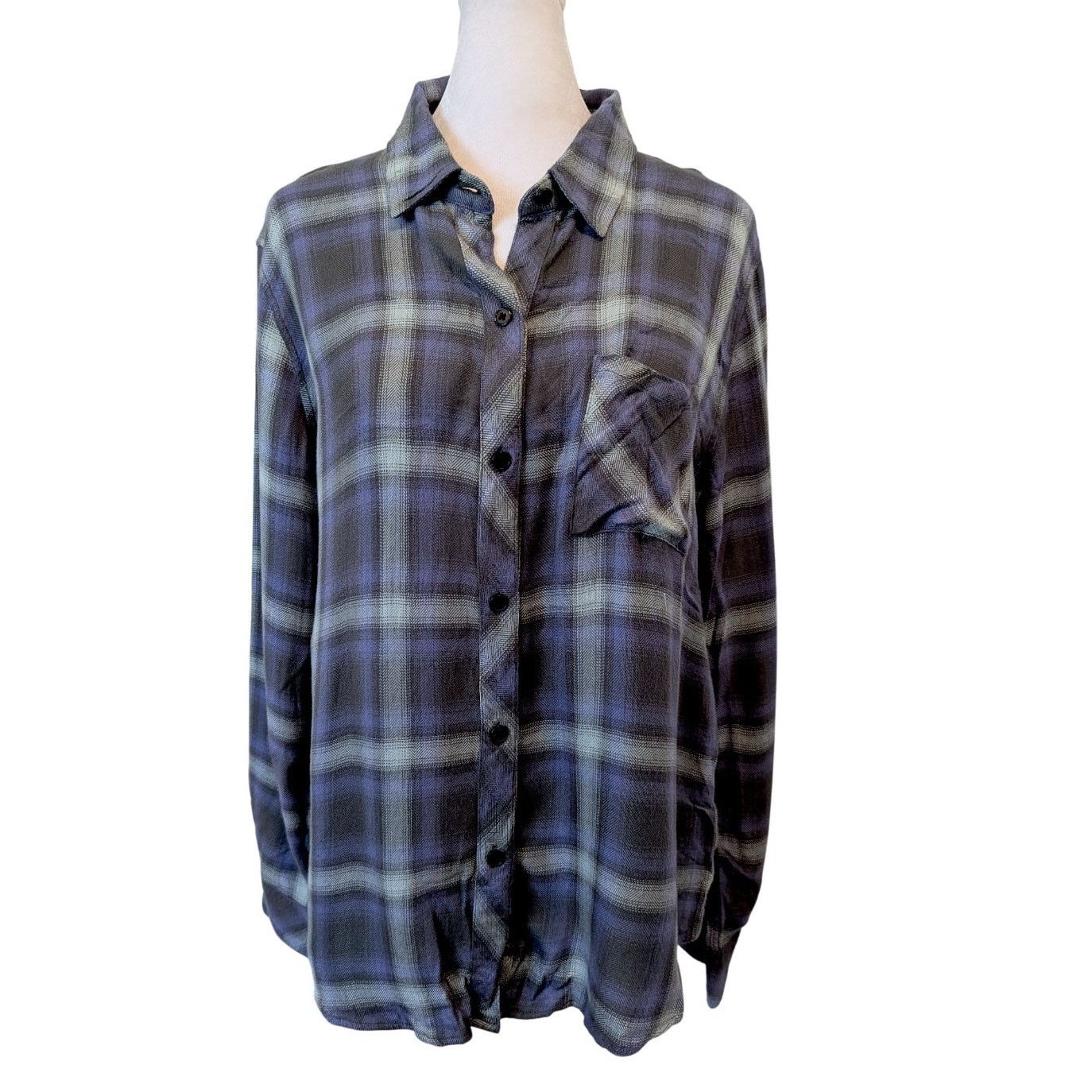 Rails Rails Hunter Blue Mint Ash Plaid Coastal Western Button Down Size M / US 6-8 / IT 42-44 - 2 Thumbnail