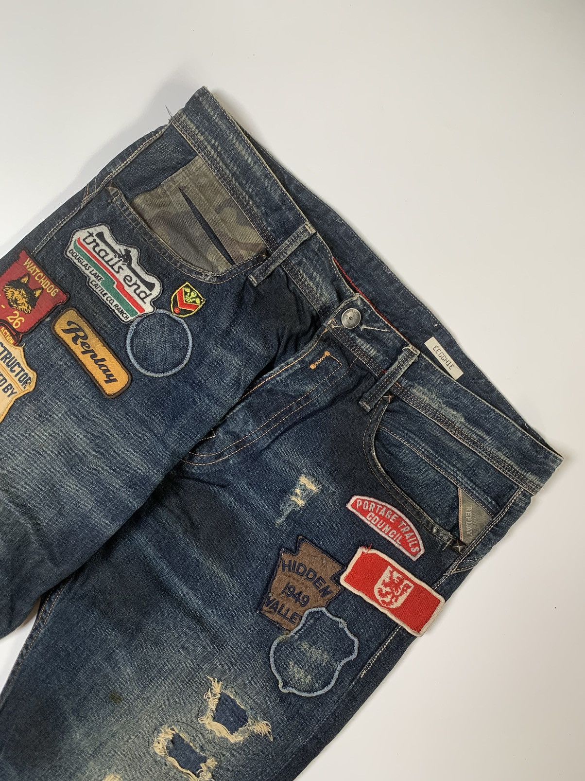 Replay 👽 Replay with patch distressed mudmax denim👽 Size US 33 - 2 Thumbnail