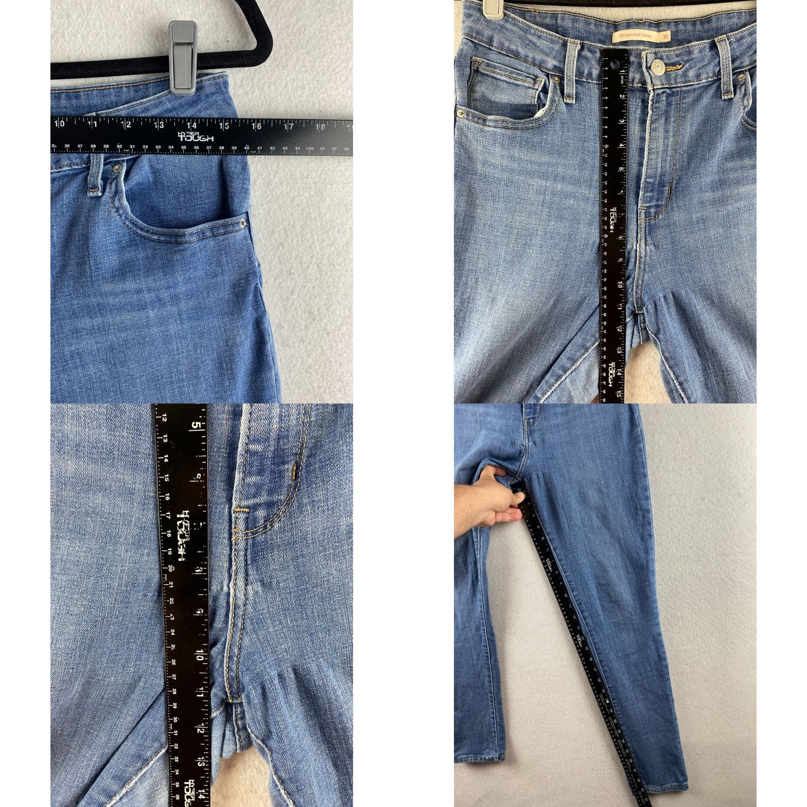 Levi's VINTAGE Levis 721 Jeans Womens 31 High Rise Skinny Distressed Stretch Denim Blue Casual Size 24" / US 00 / IT 34 - 8 Thumbnail