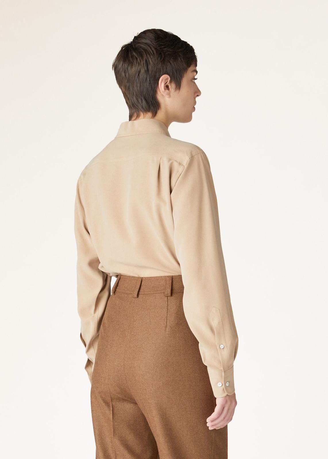 Loro Piana o1srvl11e0725 FAO0500 Silk André Shirt in Beige Size M / US 6-8 / IT 42-44 - 4 Thumbnail