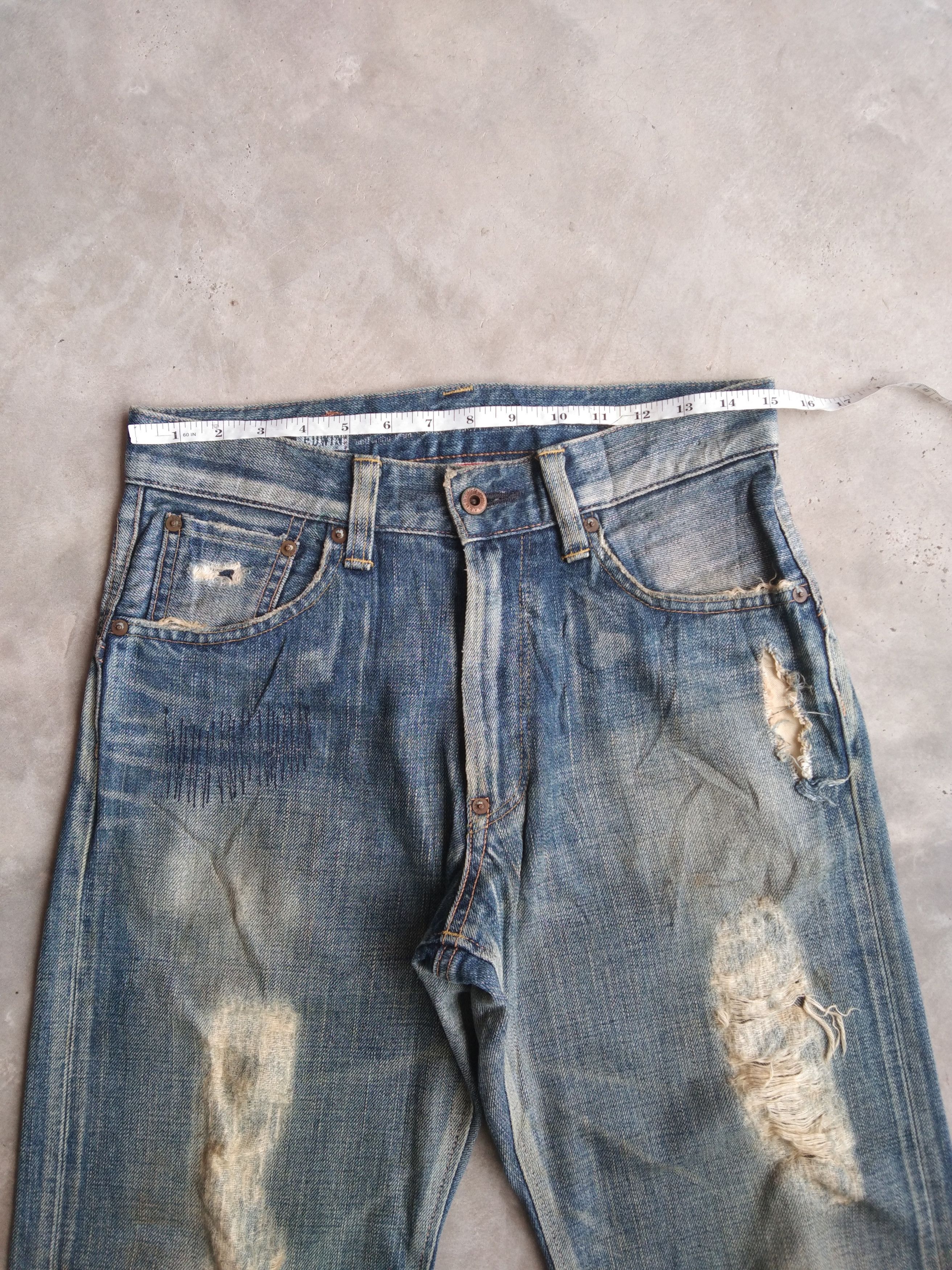 Japanese Brand Vintage Redline Edwin 505 Selvedge Distressed Jeans 30x29 Size US 30 / EU 46 - 9 Thumbnail