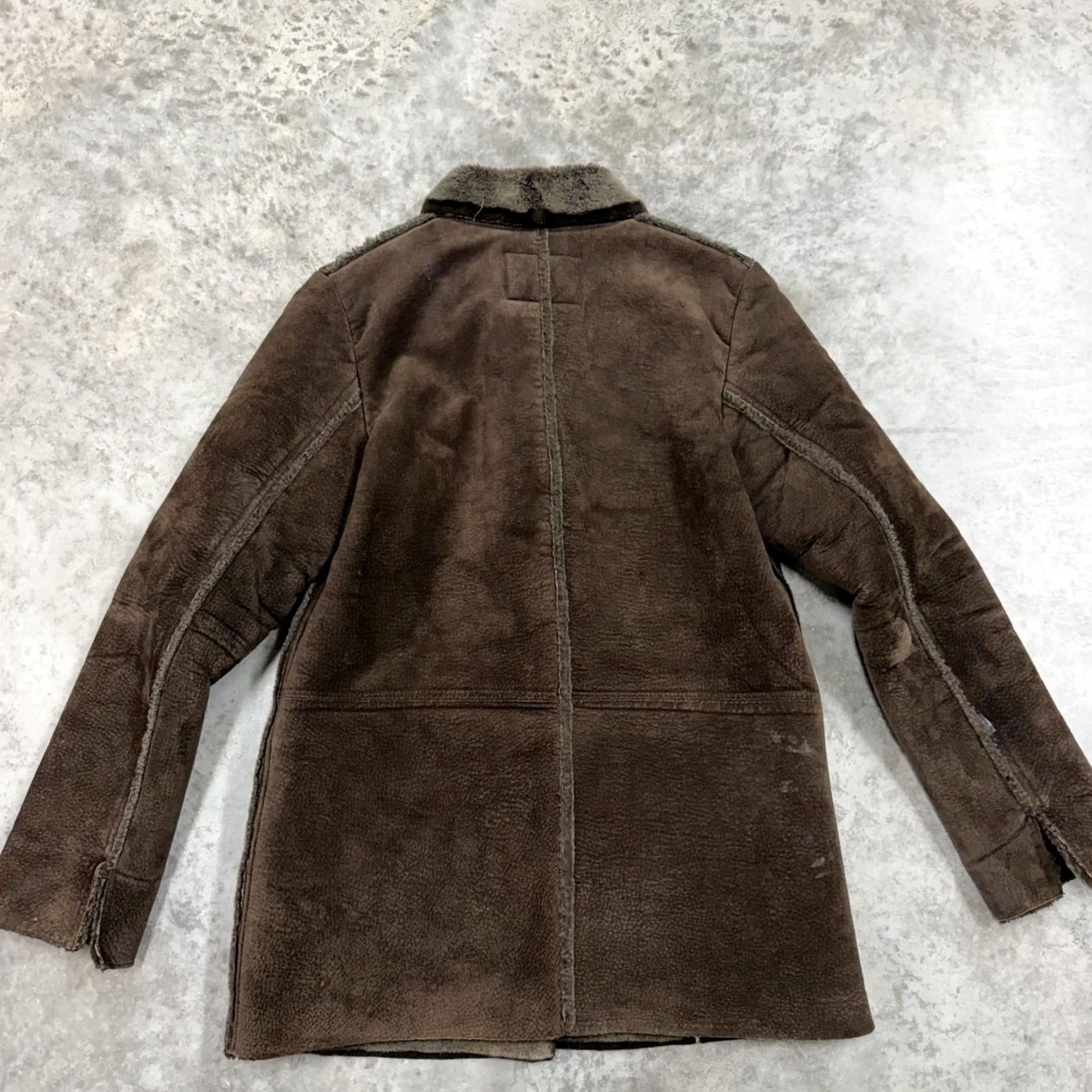 Vintage FreeTech Coat Mens Small Brown Leather Faux Shearling Lined Button Front Size S / US 4 / IT 40 - 4 Thumbnail