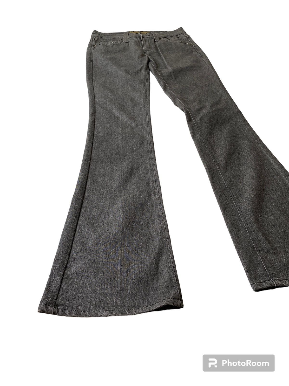 image of Vienus Jeans Something By Edwin Low Rise Flare Jeans in Grey, Women's (Size 26)