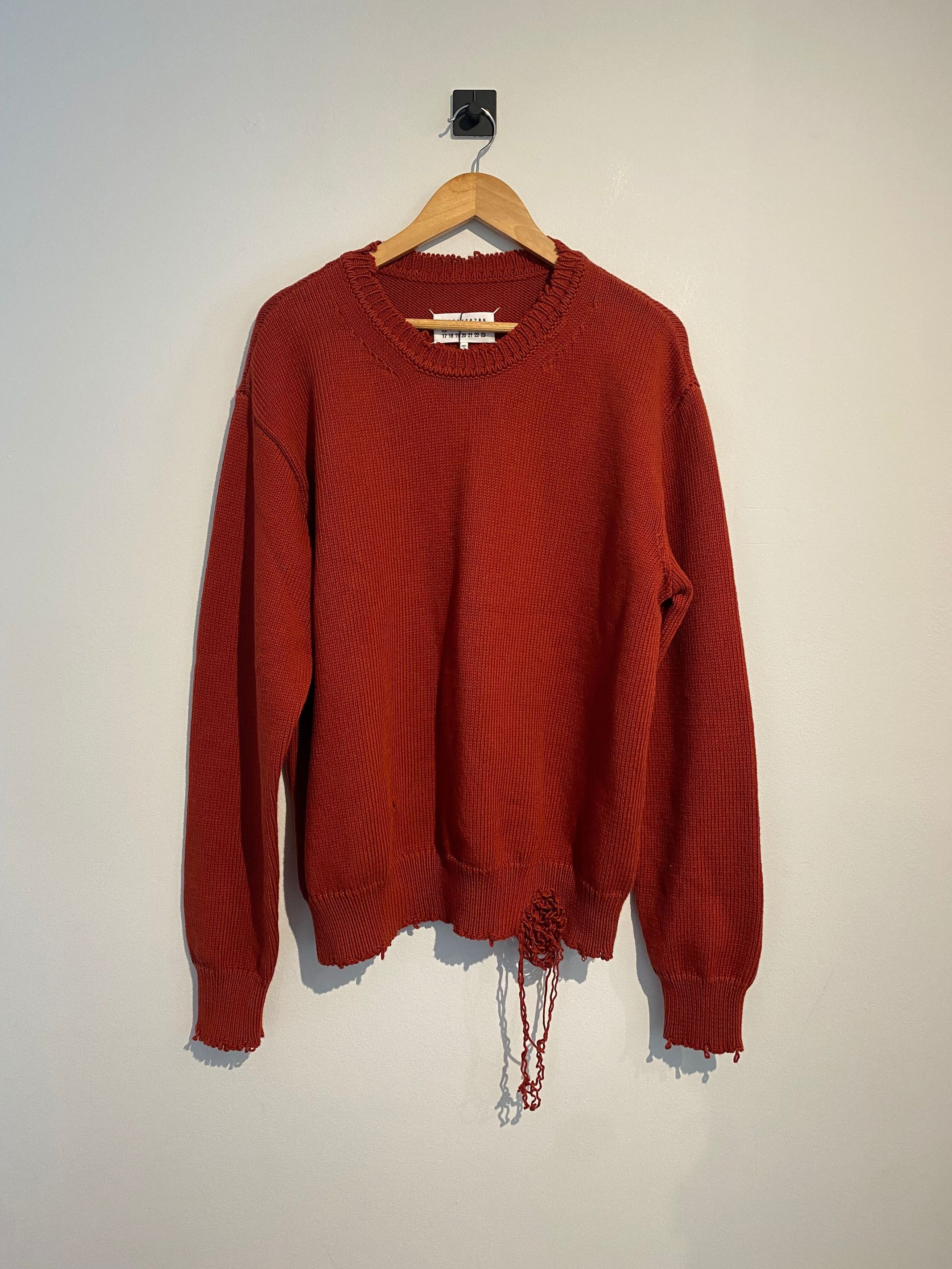 image of Maison Margiela Distressed Knitwear in Burnt Orange, Men's (Size Medium)