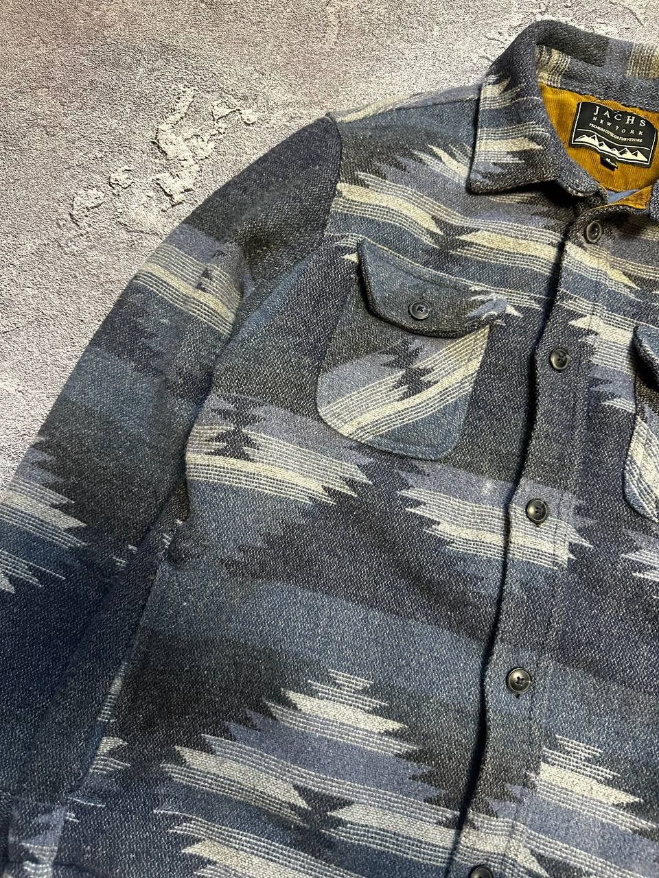JACHS NY Jachs NY Blue Aztec Outdoor Wool Shirt Jacket Size US M / EU 48-50 / 2 - 4 Thumbnail
