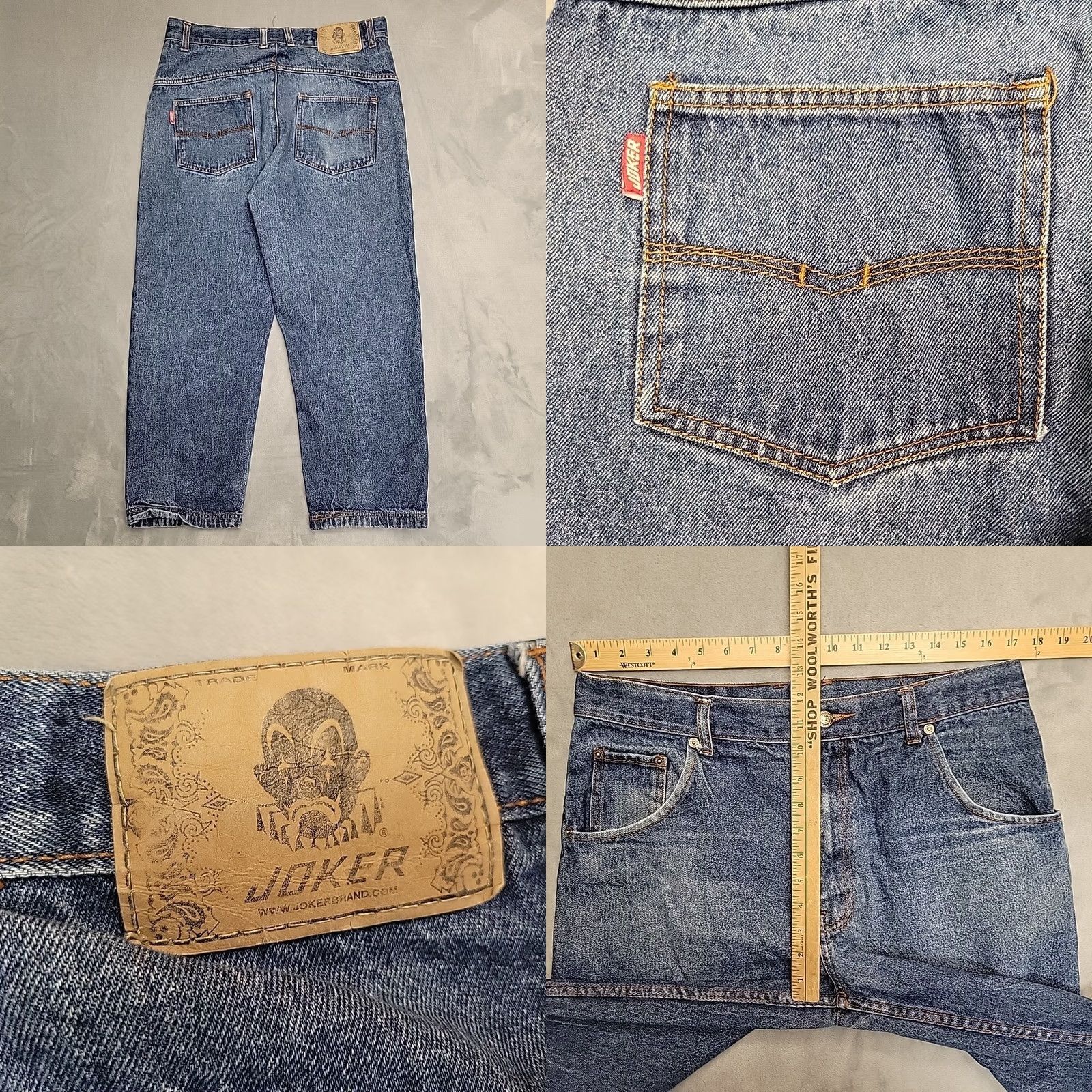Denime VTG Joker Jeans Men 36x31 Blue Faded Denim Loose Baggy Fit Y2K 90s Retro Jeans Size US 36 / EU 52 - 8 Thumbnail