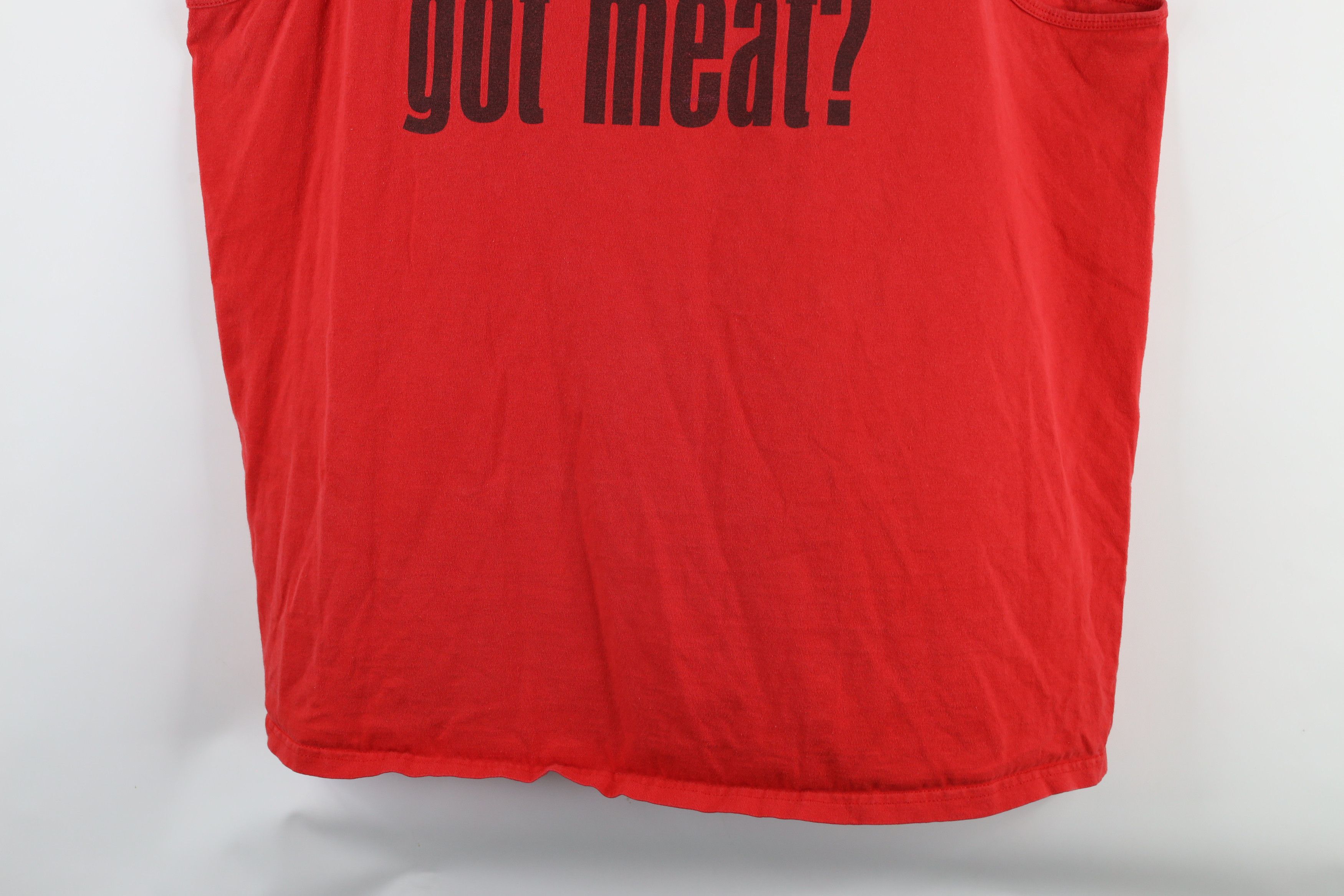 Vintage Vintage 90s Out Got Meat Beef Tank Top T-Shirt Red Cotton Size US XXL / EU 58 / 5 - 3 Thumbnail