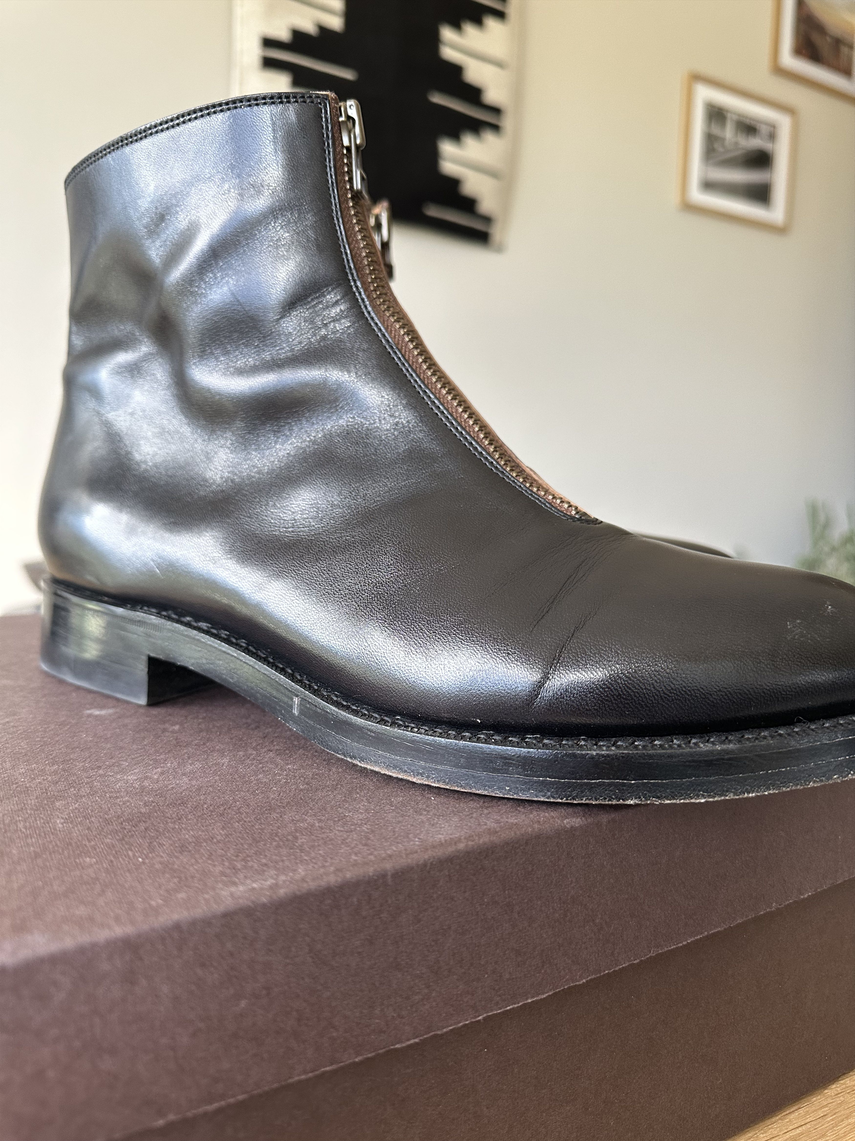 Kapital KAPITAL Leather ZIP-UP Café Lace Frisko Boots – Black Size US 11 / EU 44 - 4 Thumbnail