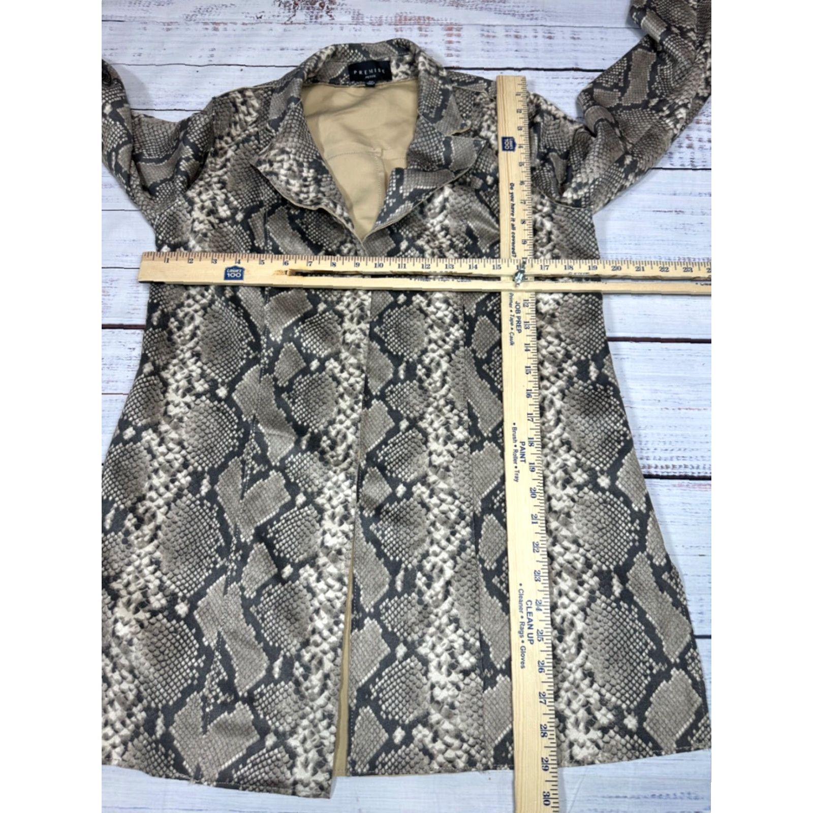 Vintage Premise Womens Python Open Front Jacket PM Gray Long Sleeve Faux Leather Jacket Size M / US 6-8 / IT 42-44 - 2 Thumbnail