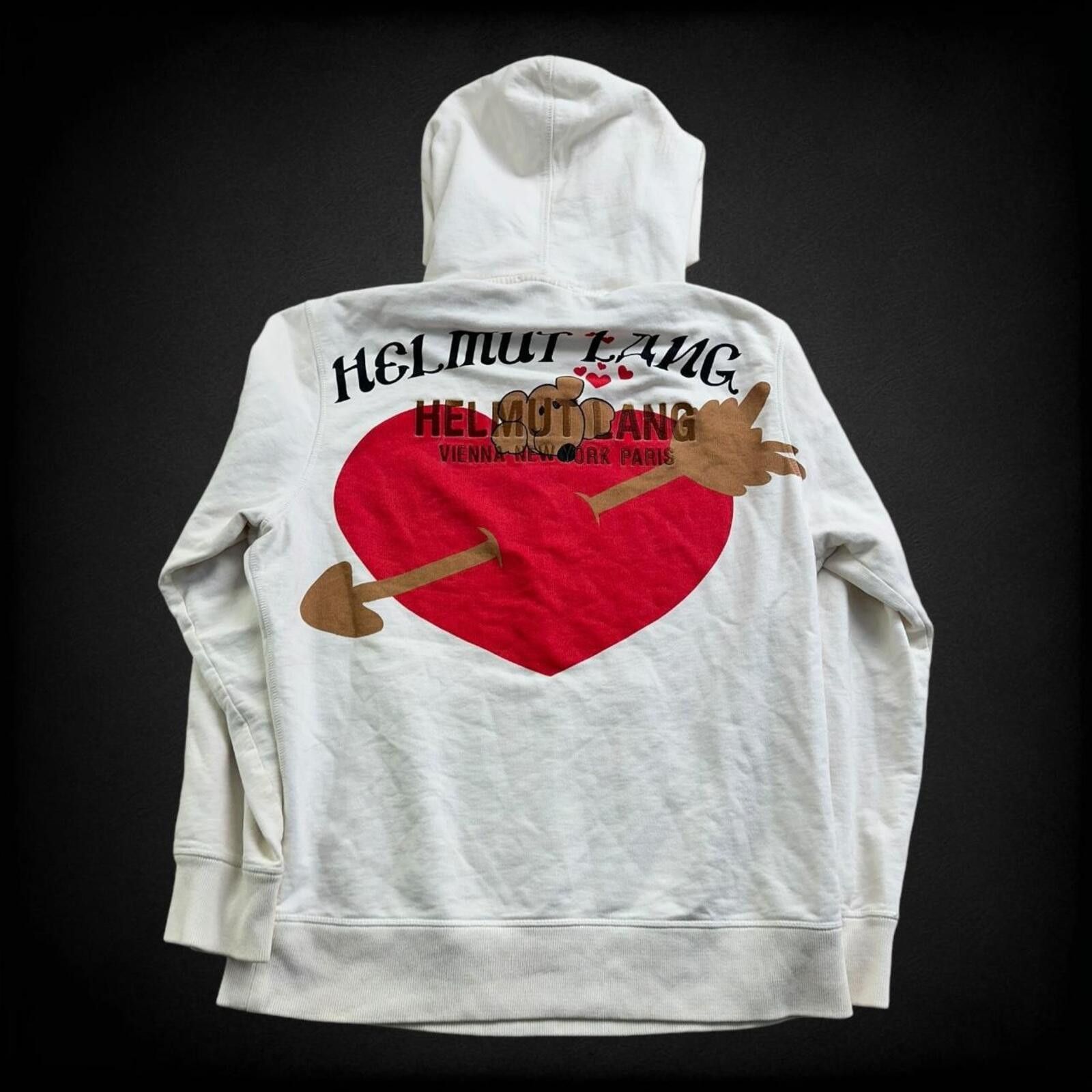 Helmut Lang White Helmut Lang hoodie with red heart design! Size US L / EU 52-54 / 3 - 1 Thumbnail
