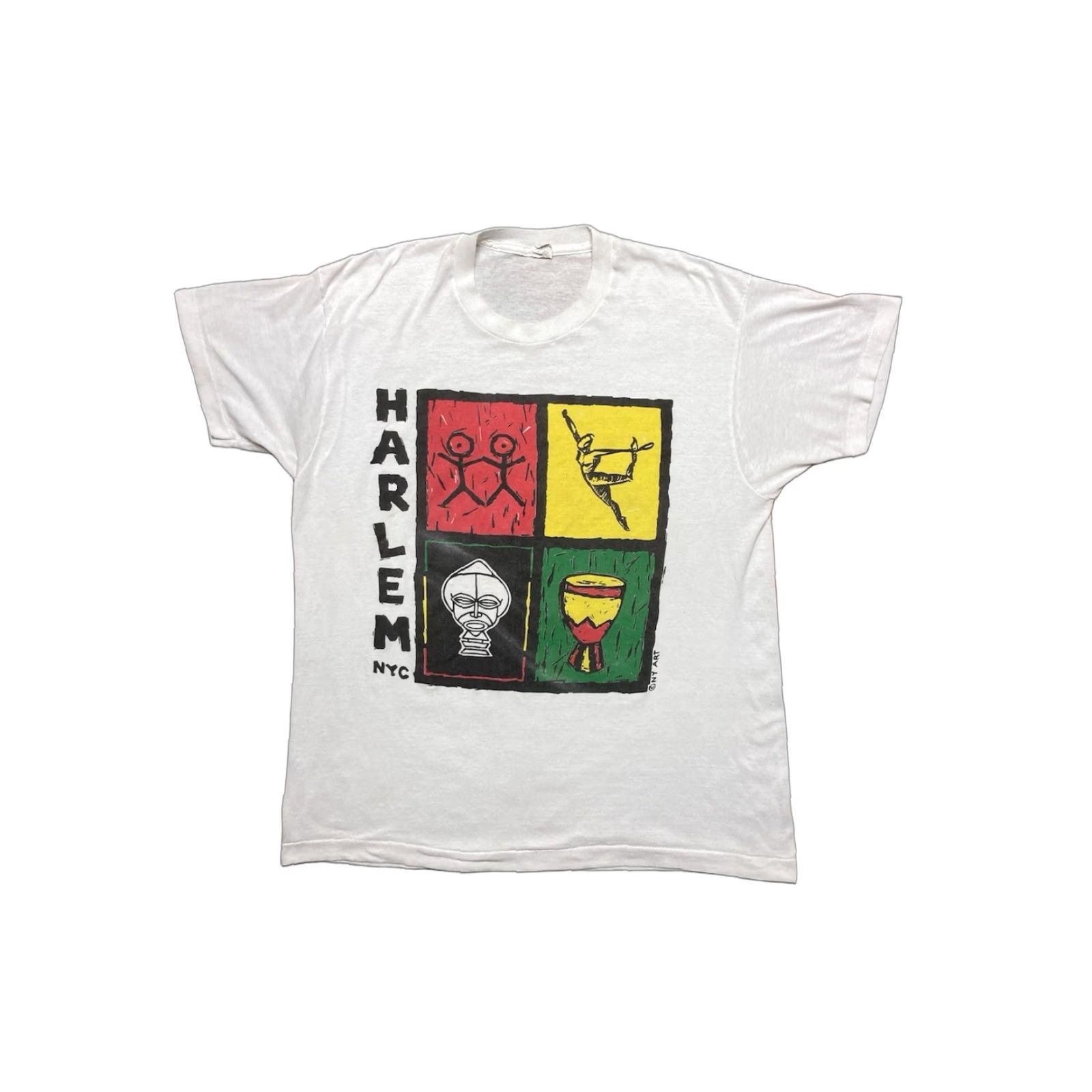 Vintage VINTAGE Harlem New York NY art worn thin soft Screen Stars T-Shirt XL Men 80s White Size US XL / EU 56 / 4 - 1 Thumbnail