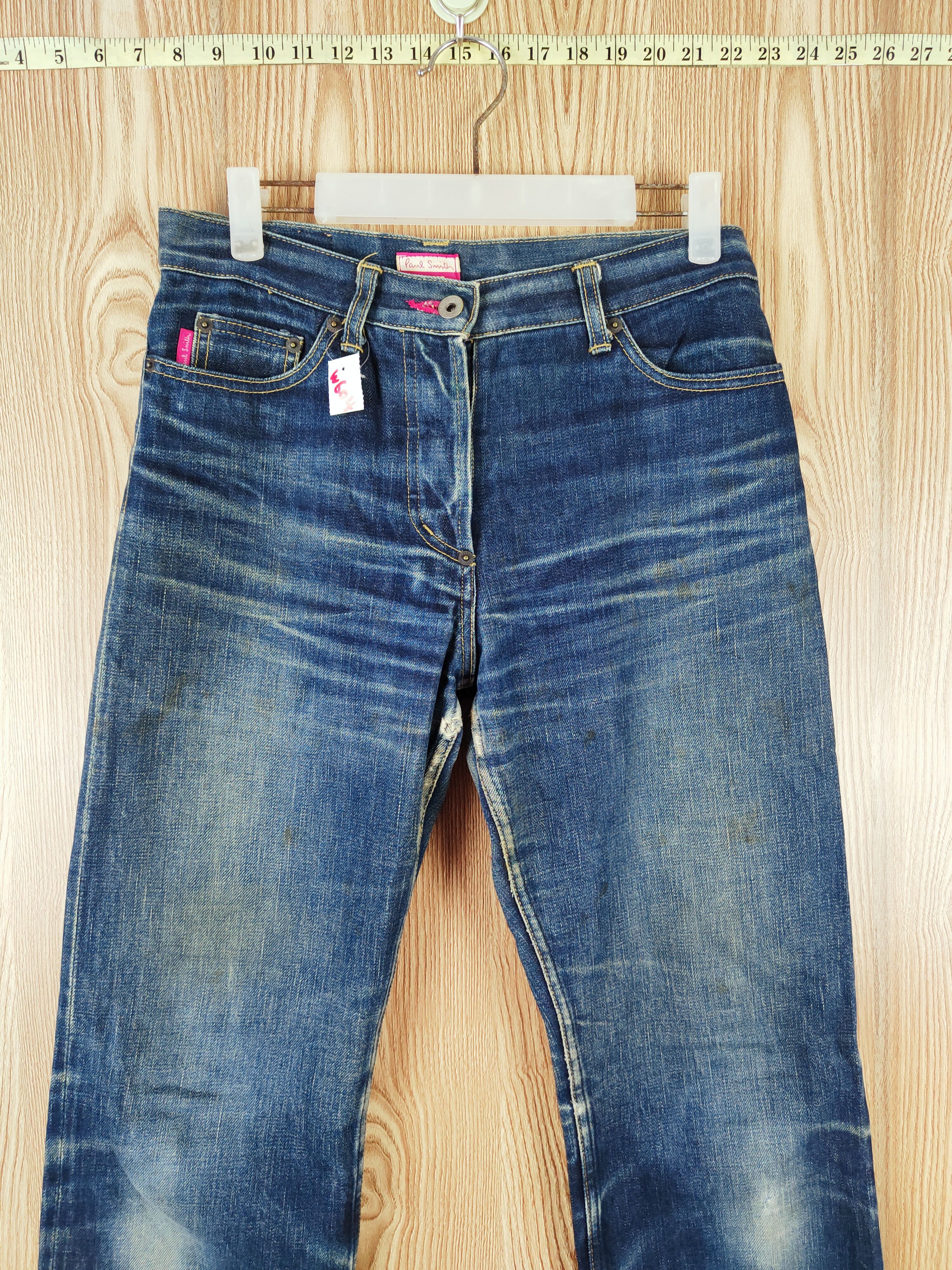 Japanese Brand Paul Smith selvedge Dark Blue Distressed Ripped Jeans #W604 Size 27" / US 4 / IT 40 - 2 Thumbnail