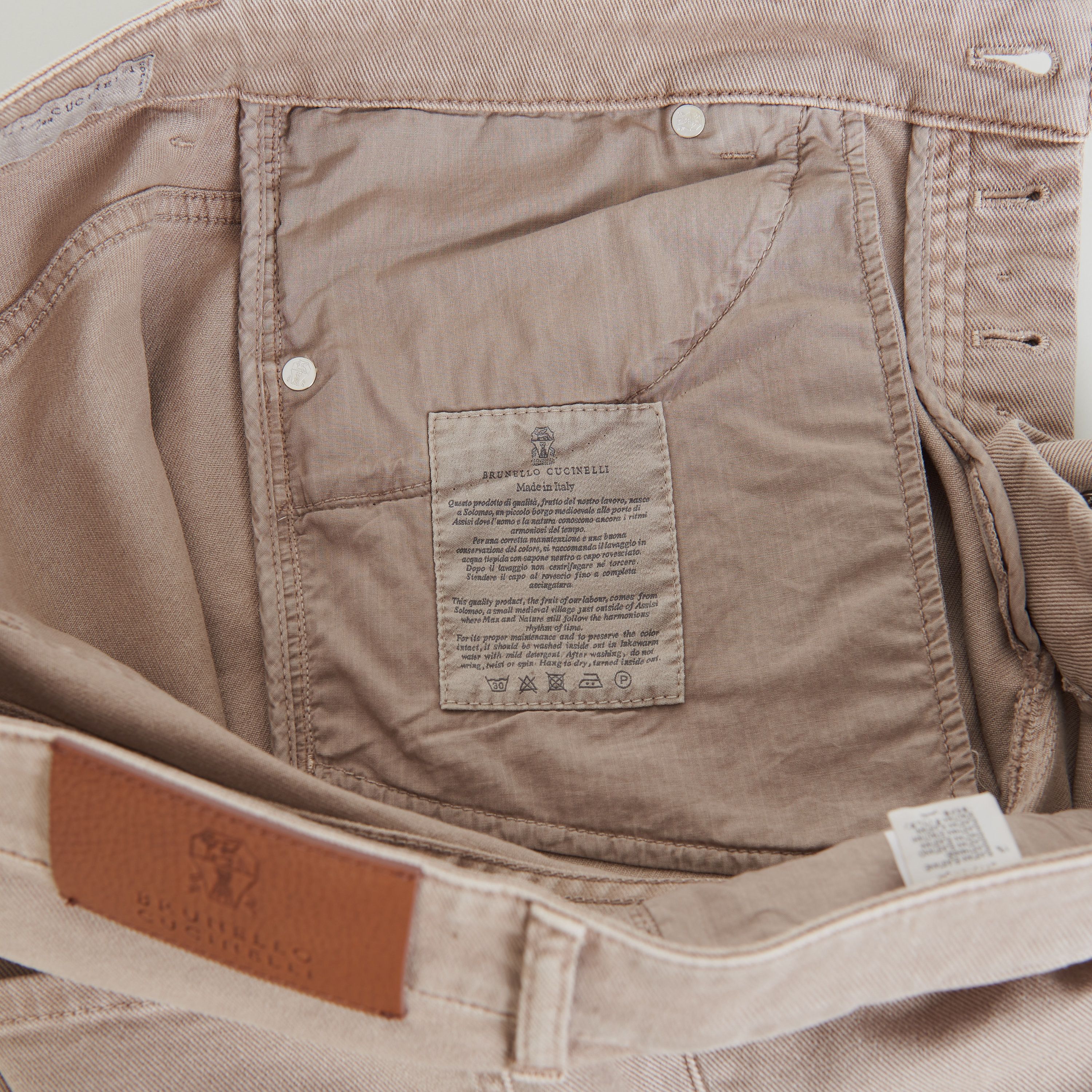 Brunello Cucinelli Light Brown Stretch Denim Trousers - Slim Fit, Five-Pocket Size US 40 / EU 56 - 14 Thumbnail