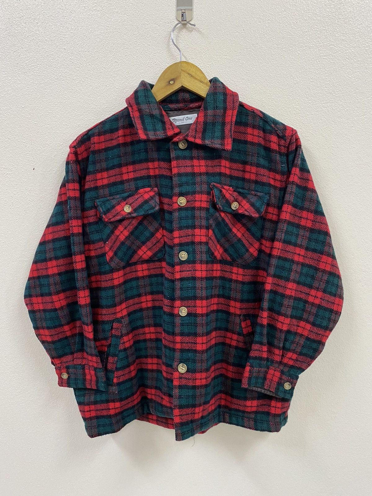 Japanese Brand Round One Plaid Wool Jacket Size US M / EU 48-50 / 2 - 1 Thumbnail