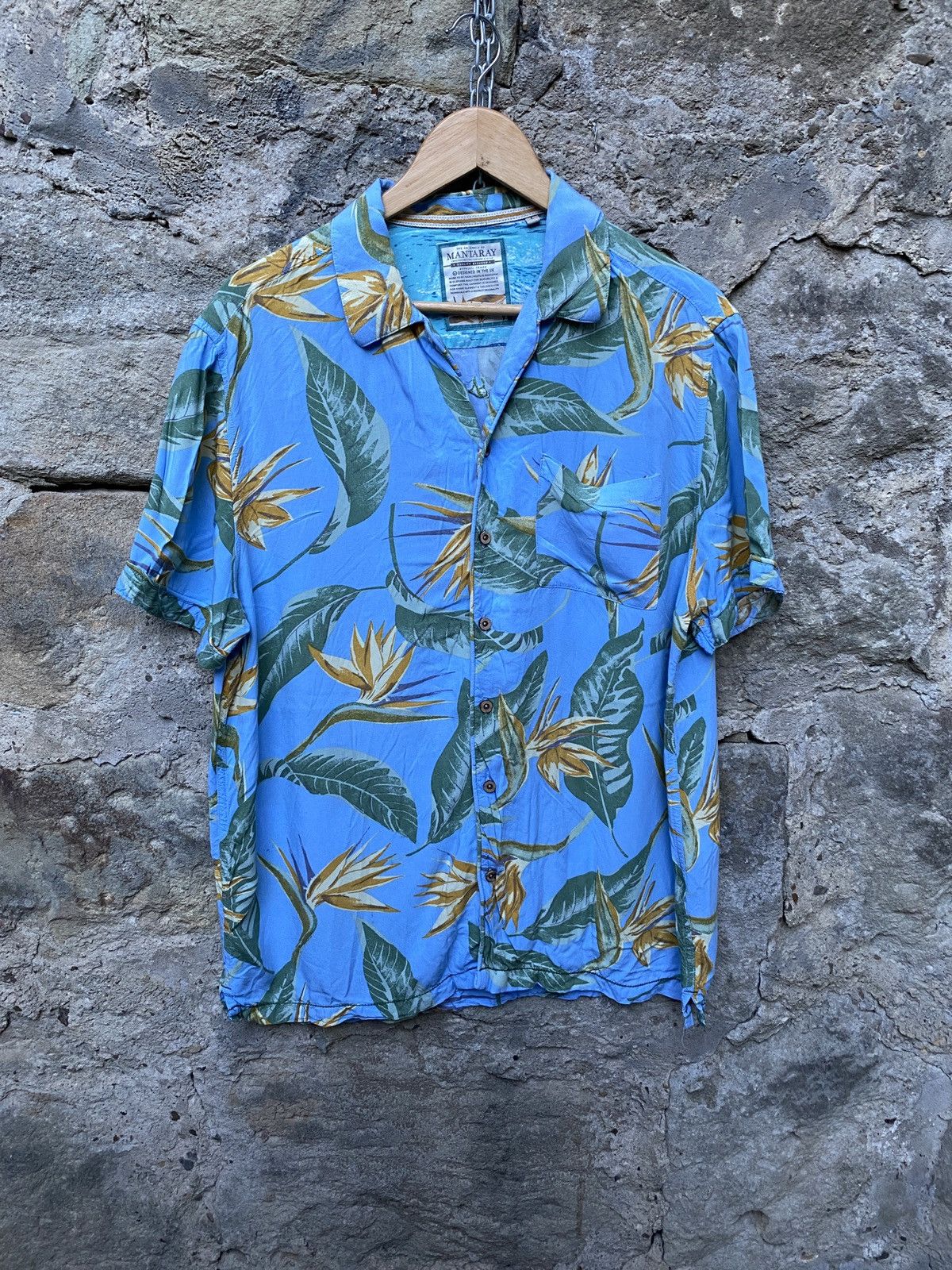 Vintage Blue Vintage Hawaiian Short Sleeve Shirt Floral Leaves Size US L / EU 52-54 / 3 - 1 Thumbnail