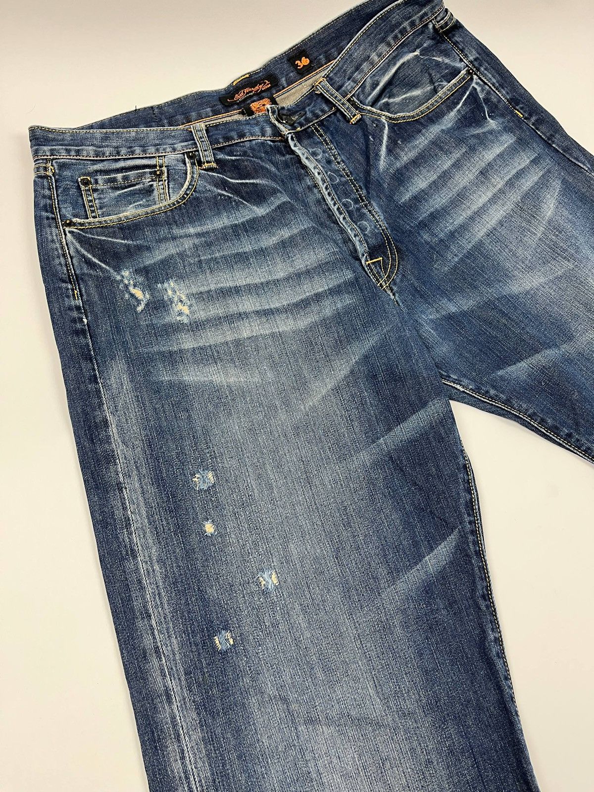 Ed Hardy Ed Hardy Distressed Embroidered Pocket Y2K Denim Size US 36 / EU 52 - 5 Thumbnail
